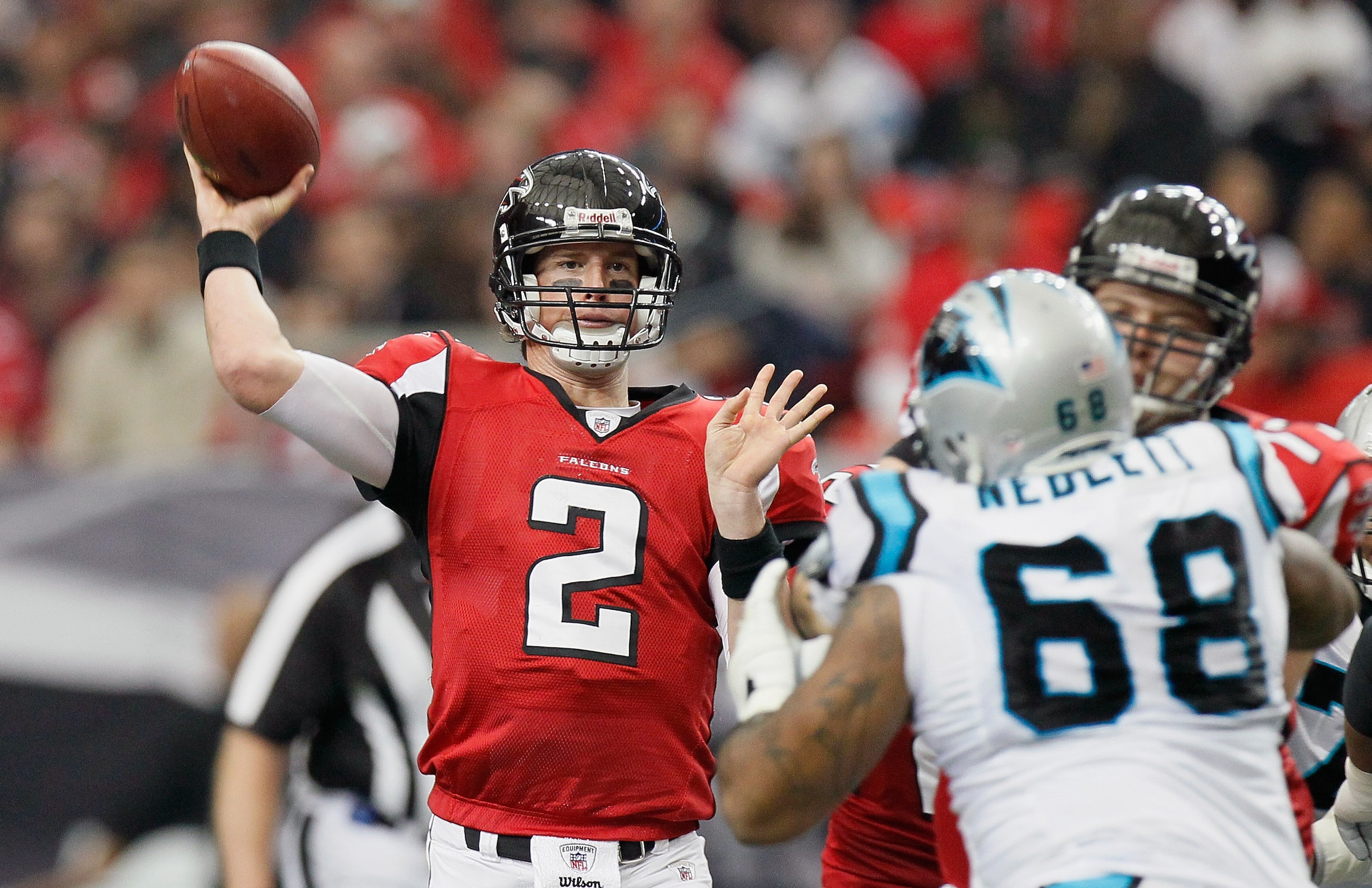 ATLANTA, GA - JANUARY 02: Quarterback Matt Ryan #2 of the Atlanta Falcons passes against the Carolina Panthers at Georgia Dome on January 2, 2011 in Atlanta, Georgia. (Photo by Kevin C. Cox/Getty Images) ATLANTA, GA - JANUARY 02: Quarterback Matt Ryan #2 of the Atlanta Falcons passes against the Carolina Panthers at Georgia Dome on January 2, 2011 in Atlanta, Georgia. (Photo by Kevin C. Cox/Getty Images)