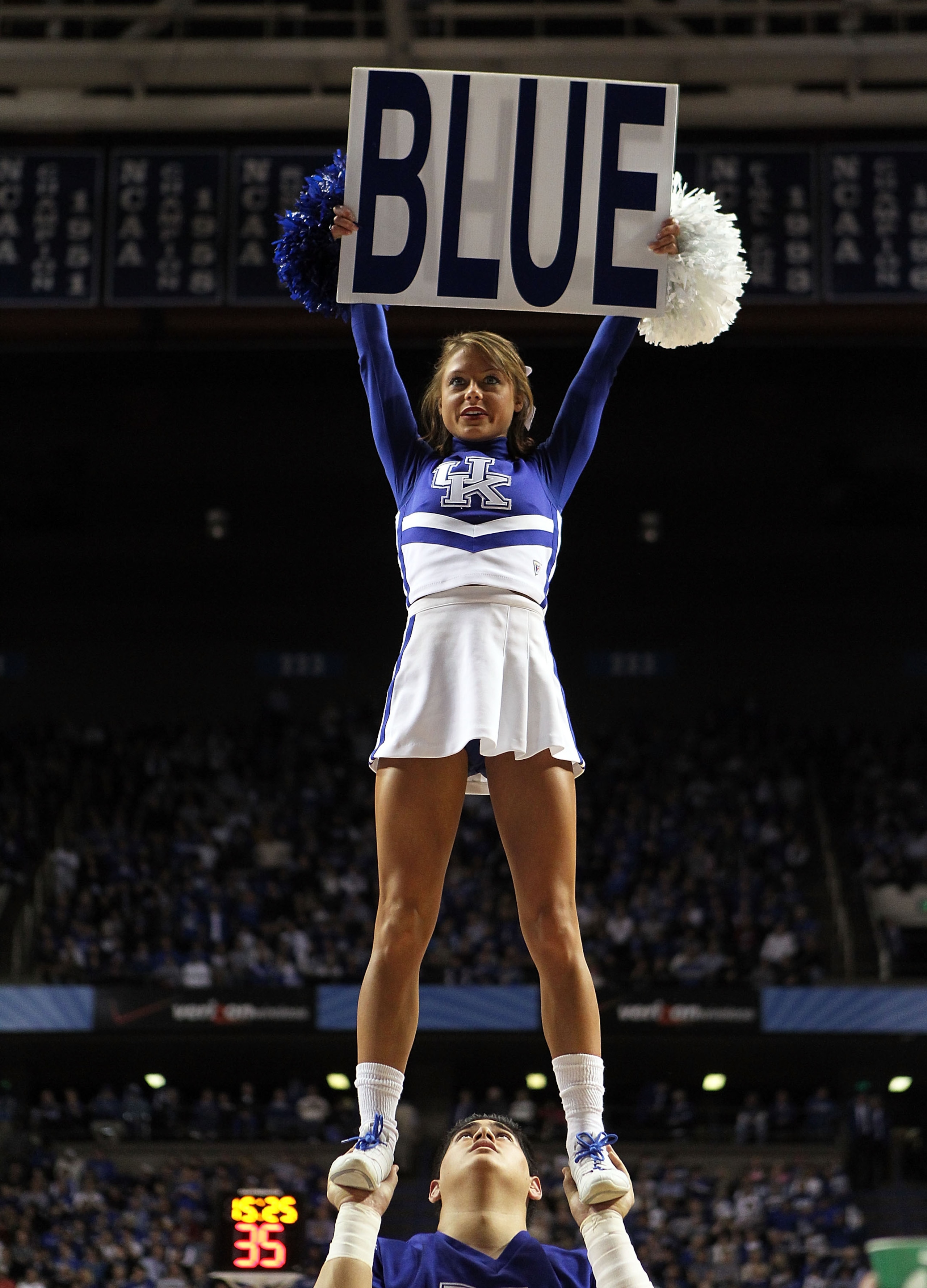 LEXINGTON, KY - JANUARY 03: A Kentucky Wildcats cheerleader performs during the game against the Penn Quakers at Rupp Arena on January 3, 2011 in Lexington, Kentucky. (Photo by Andy Lyons/Getty Images) LEXINGTON, KY - JANUARY 03: A Kentucky Wildcats cheerleader performs during the game against the Penn Quakers at Rupp Arena on January 3, 2011 in Lexington, Kentucky. (Photo by Andy Lyons/Getty Images)