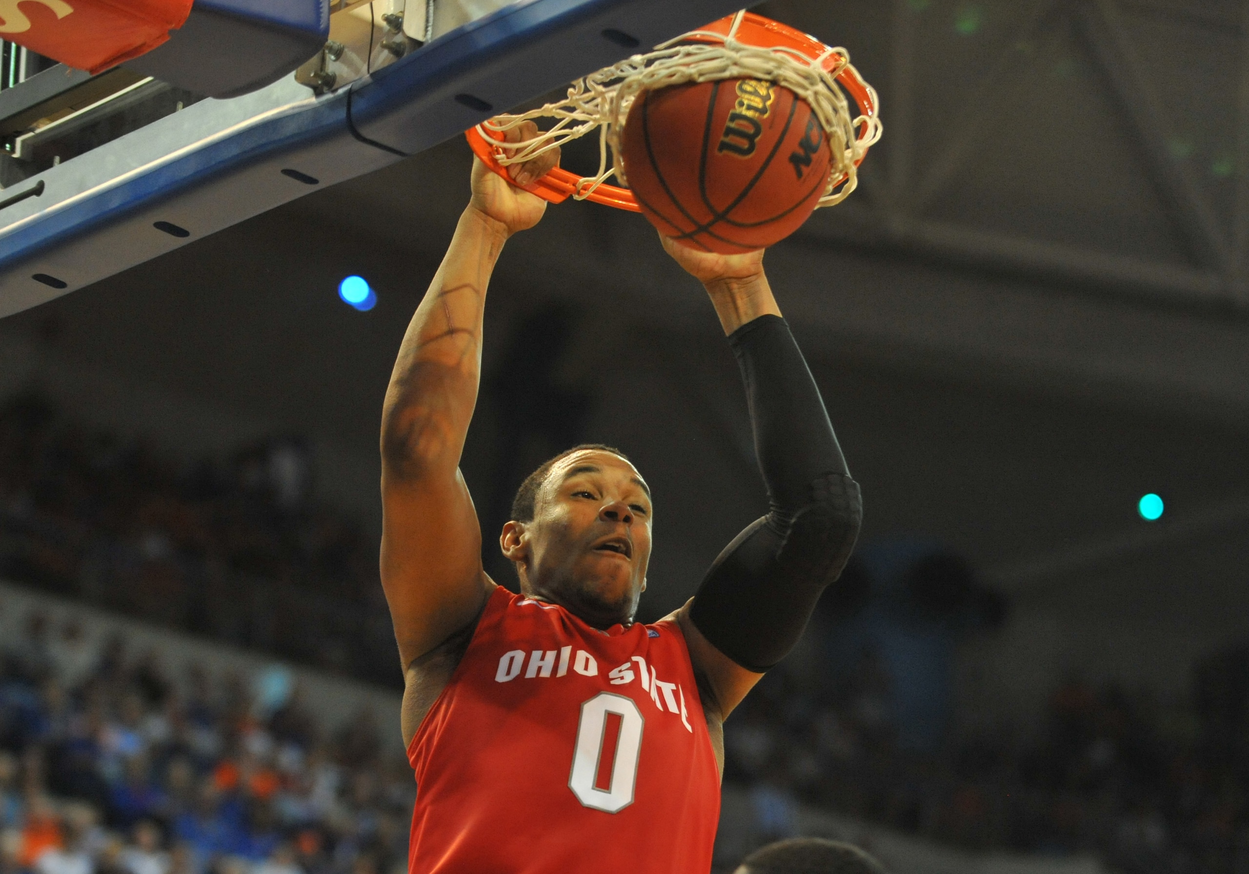 GAINESVILLE, FL - NOVEMBER 16: Forward Jared Sullinger #0 of the Ohio State Buckeyes scores against the Florida Gators November 16, 2010 at the Stephen C. O'Connell Center in Gainesville, Florida. (Photo by Al Messerschmidt/Getty Images) GAINESVILLE, FL - NOVEMBER 16: Forward Jared Sullinger #0 of the Ohio State Buckeyes scores against the Florida Gators November 16, 2010 at the Stephen C. O'Connell Center in Gainesville, Florida. (Photo by Al Messerschmidt/Getty Images)