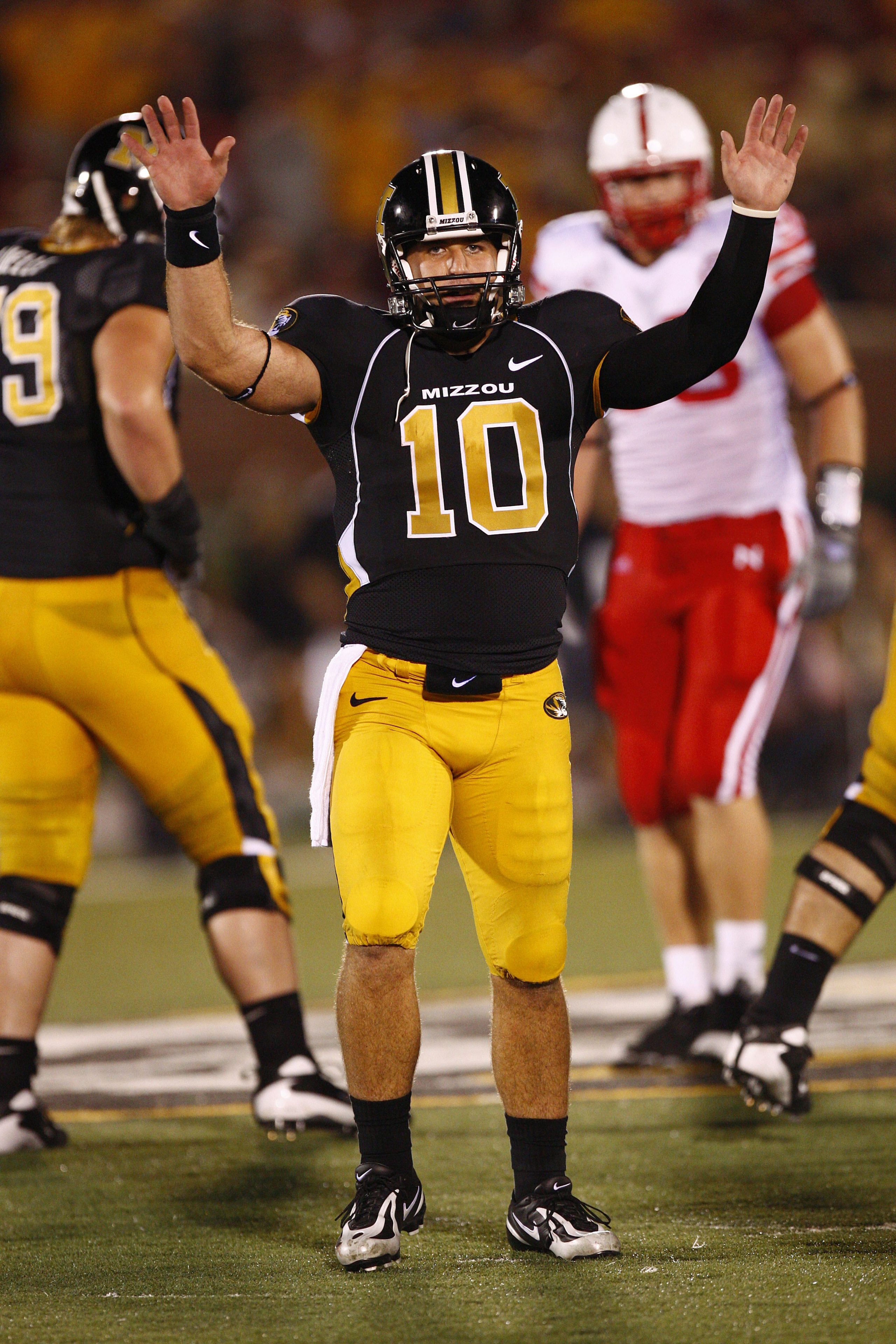 COLUMBIA, MO - OCTOBER 6: Chase Daniel #10 of the Missouri Tigers waves to the crowd against the Nebraska Cornhuskers during 2nd-half action on October 6, 2007 at Faurot Field in Columbia, Missouri. Missouri won 41-6. (Photo by G. Newman Lowrance/Getty COLUMBIA, MO - OCTOBER 6: Chase Daniel #10 of the Missouri Tigers waves to the crowd against the Nebraska Cornhuskers during 2nd-half action on October 6, 2007 at Faurot Field in Columbia, Missouri. Missouri won 41-6. (Photo by G. Newman Lowrance/Getty