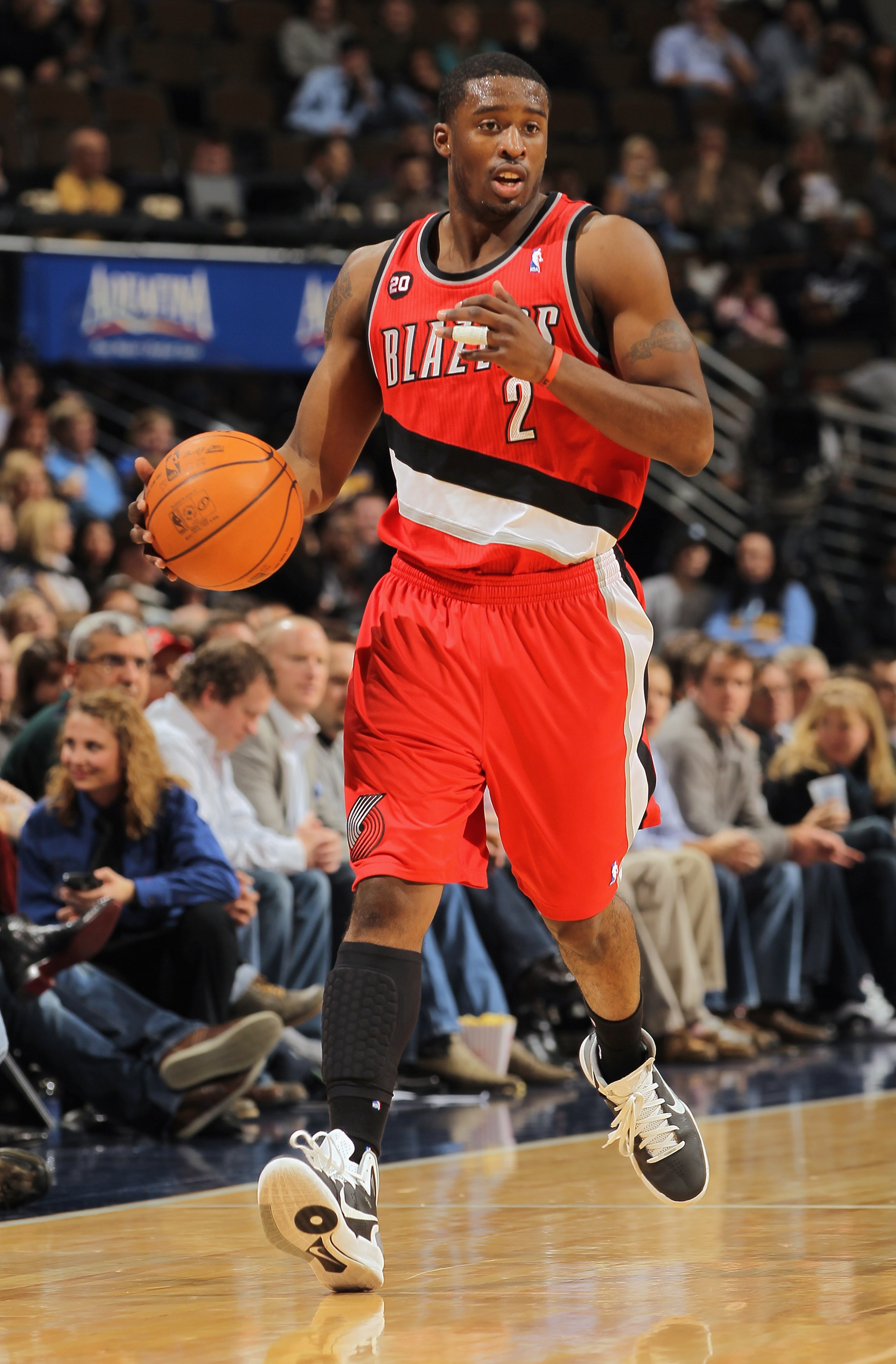 DENVER - DECEMBER 28:  Wesley Matthews #2 of the Portland Trail Blazers dribbles the ball against the Denver Nuggets at Pepsi Center on December 28, 2010 in Denver, Colorado. The Nuggets defeated the Blazers 95-77. NOTE TO USER: User expressly acknowledge