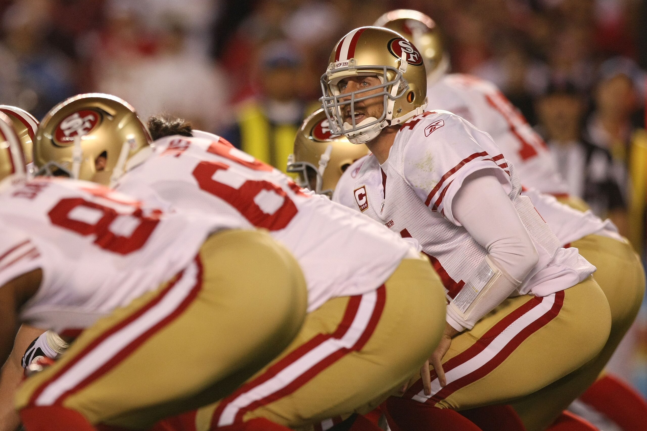 SAN DIEGO, CA - DECEMBER 16:  Quarterback Alex Smith #11 of the San Francisco 49ers goes under center against the San Diego Chargers at Qualcomm Stadium on December 16, 2010 in San Diego, California.  (Photo by Donald Miralle/Getty Images)