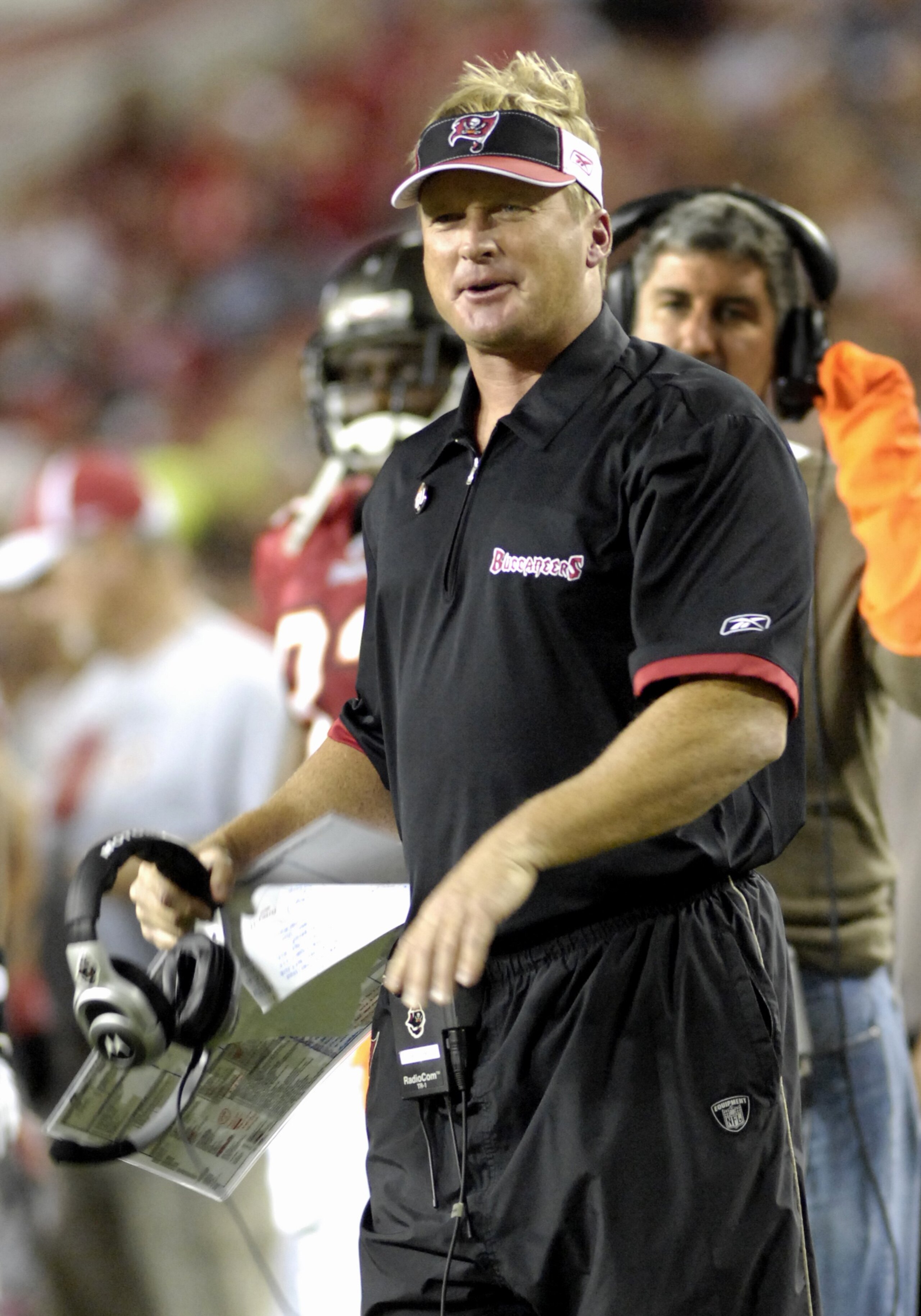 TAMPA, FL - OCTOBER 19: Coach Jon Gruden of the Tampa Bay Buccaneers during play against the Seattle Seahawks at Raymond James Stadium on October 19, 2008 in Tampa, Florida.  (Photo by Al Messerschmidt/Getty Images)