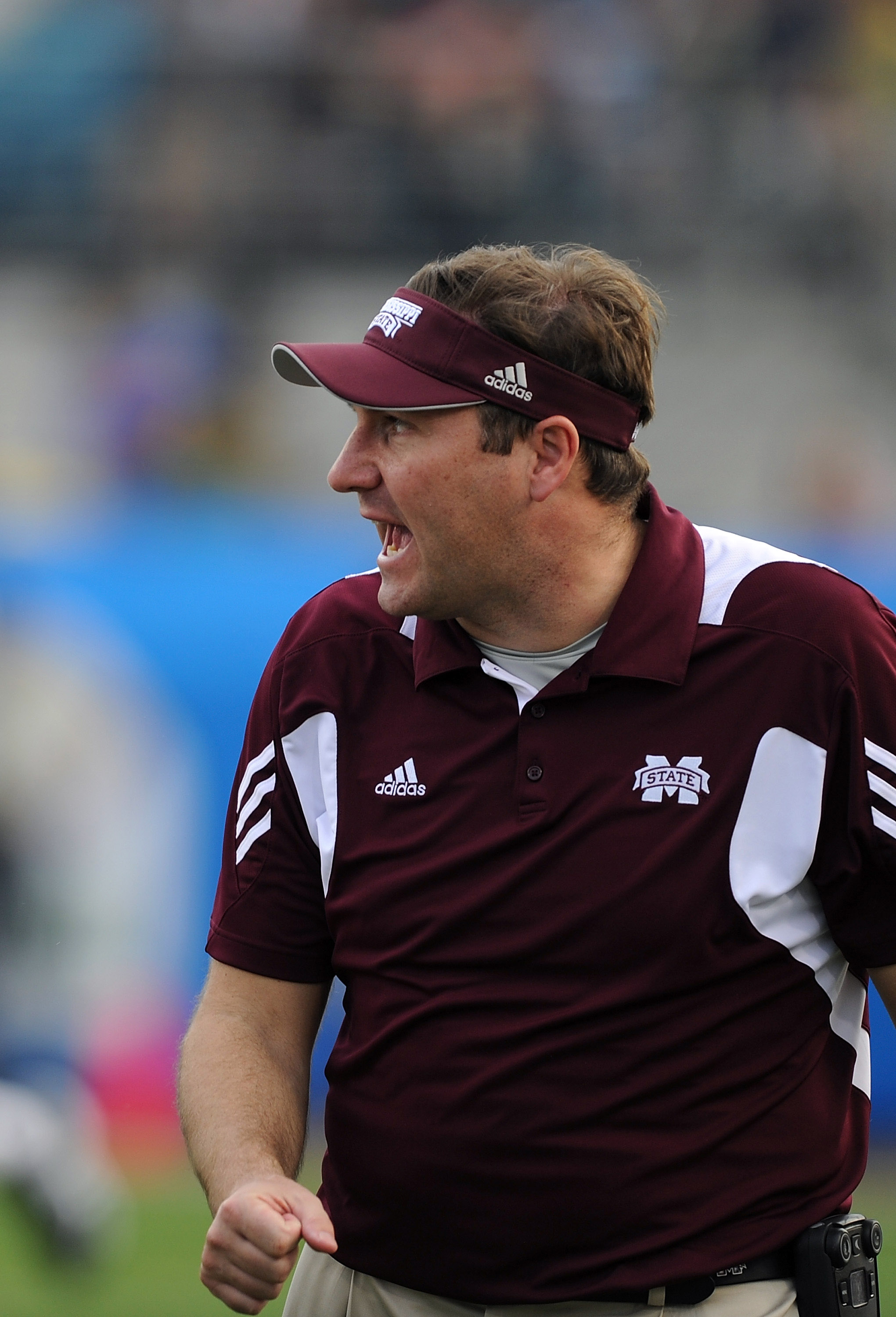JACKSONVILLE, FL - JANUARY 01:  Head Coach Dan Mullen of the Mississippi State Bulldogs during the Gator Bowl at EverBank Field on January 1, 2011 in Jacksonville, Florida  (Photo by Rick Dole/Getty Images)