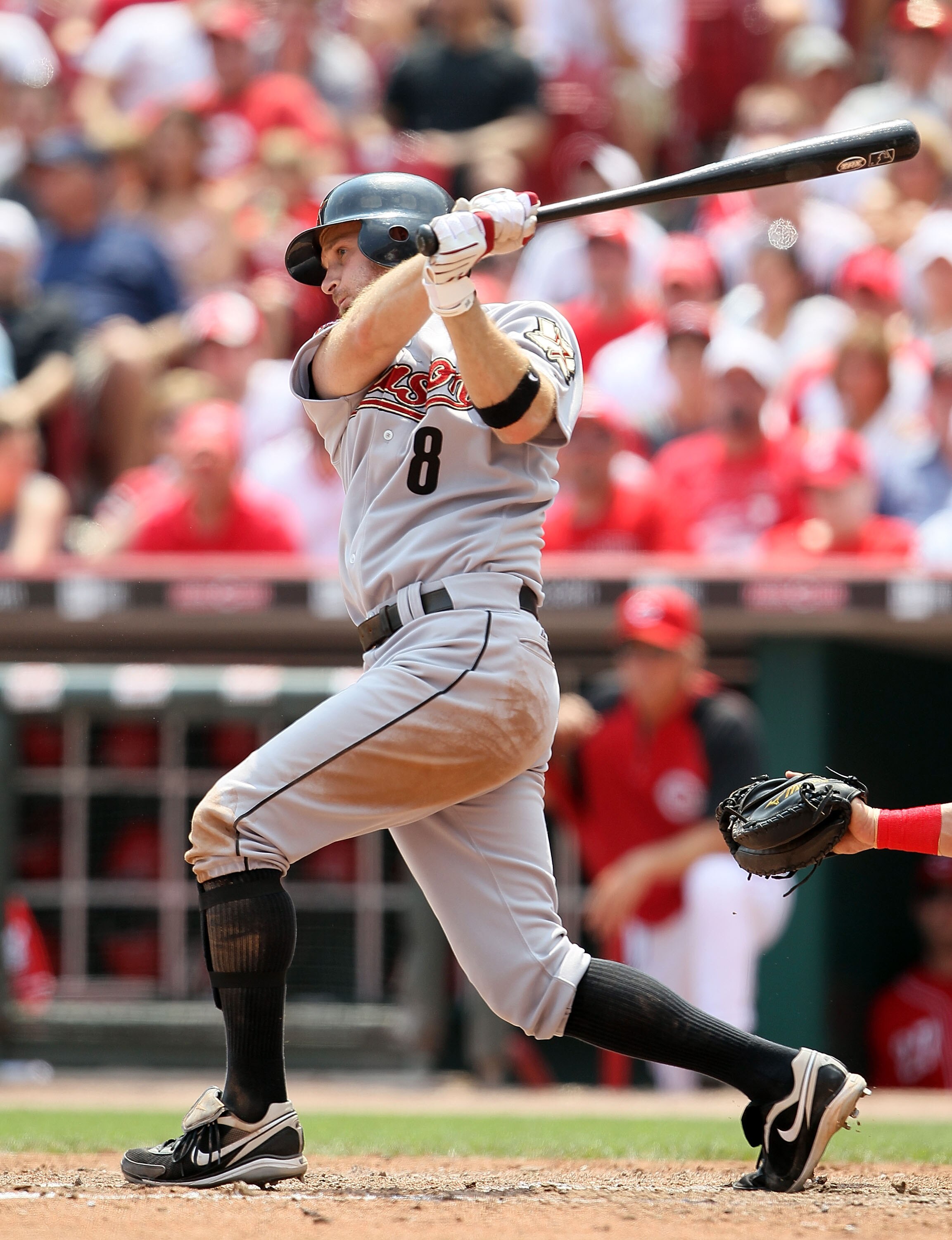 CINCINNATI - MAY 30:  Jeff Keppinger #8 of the Houston Astros is at bat during the game agianst the Cincinnati Reds at Great American Ball Park on May 30, 2010 in Cincinnati, Ohio.  (Photo by Andy Lyons/Getty Images)