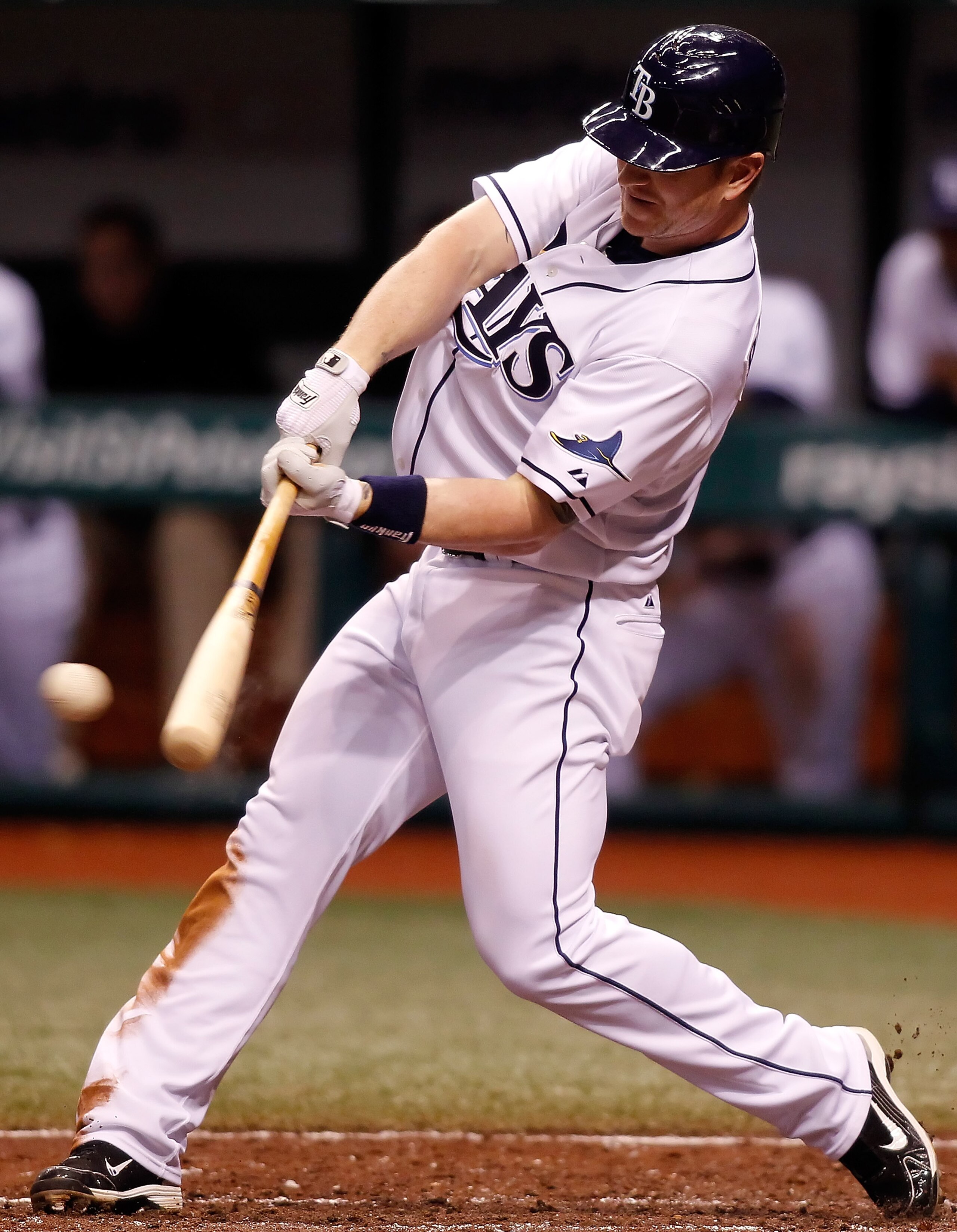 ST. PETERSBURG - MAY 17:  Designated hitter Hank Blalock #9 of the Tampa Bay Rays fouls off a pitch against the Cleveland Indians during the game at Tropicana Field on May 17, 2010 in St. Petersburg, Florida.  (Photo by J. Meric/Getty Images)