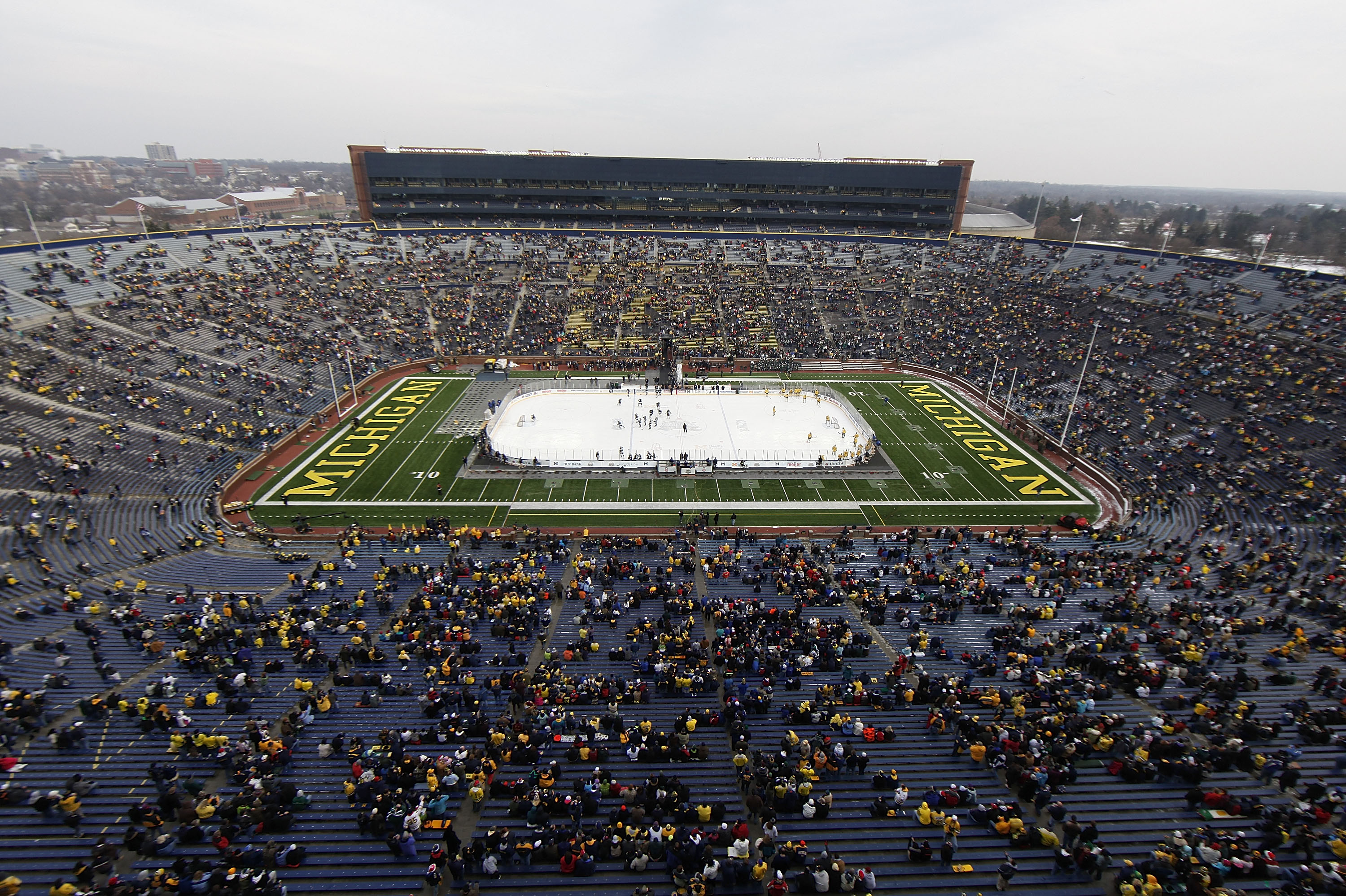 ANN ARBOR, MI - DECEMBER 11: A general view prior to the start of the Big Chill game between the Michigan State Spartans and Michigan Wolverines at Michigan Stadium on December 11, 2010 in Ann Arbor, Michigan.  (Photo by Leon Halip/Getty Images)
