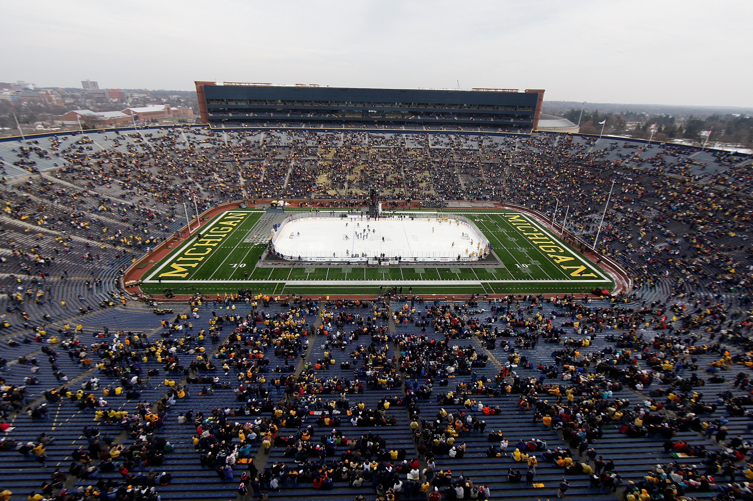 ANN ARBOR, MI - DECEMBER 11: A general view prior to the start of the Big Chill game between the Michigan State Spartans and Michigan Wolverines at Michigan Stadium on December 11, 2010 in Ann Arbor, Michigan.  (Photo by Leon Halip/Getty Images)
