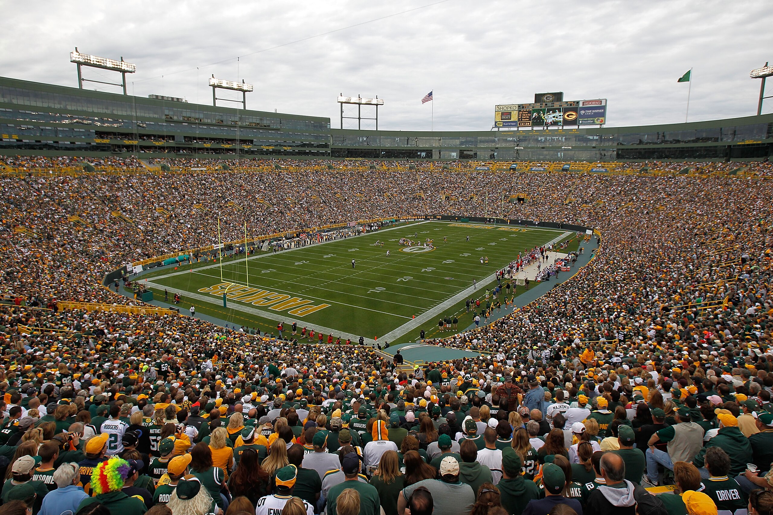 GREEN BAY, WI - SEPTEMBER 19: A general view of Lambeau Field as the Green Bay Packers take on the Buffalo Bills on September 19, 2010 in Green Bay, Wisconsin. The Packers defeated Bills 34-7. (Photo by Jonathan Daniel/Getty Images)