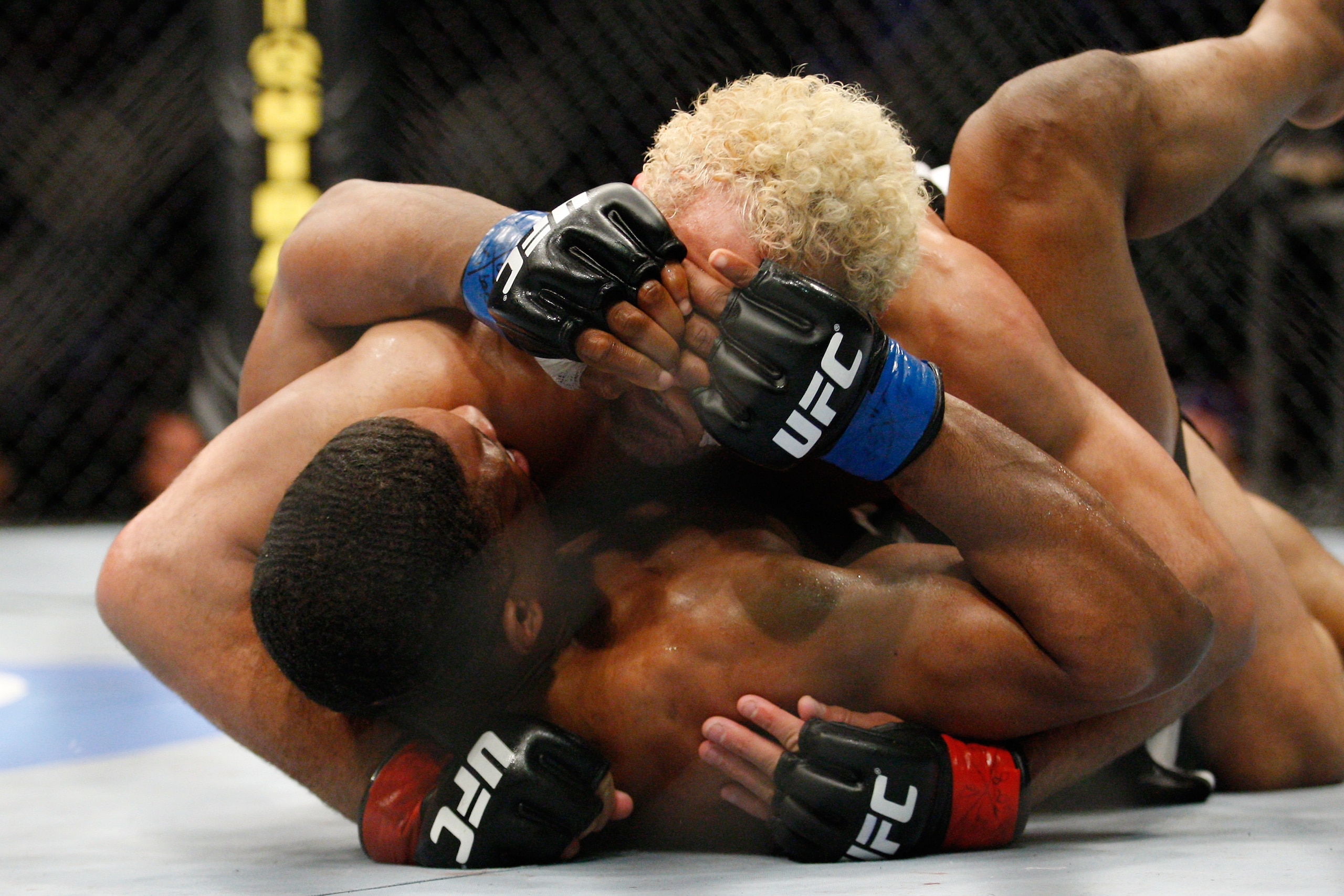 MONTREAL- MAY 8: Paul Daley (bottom) pushes Josh Koscheck in the face in their welter weight bout at UFC 113 at Bell Centre on May 8, 2010 in Montreal, Quebec, Canada.  (Photo by Richard Wolowicz/Getty Images)
