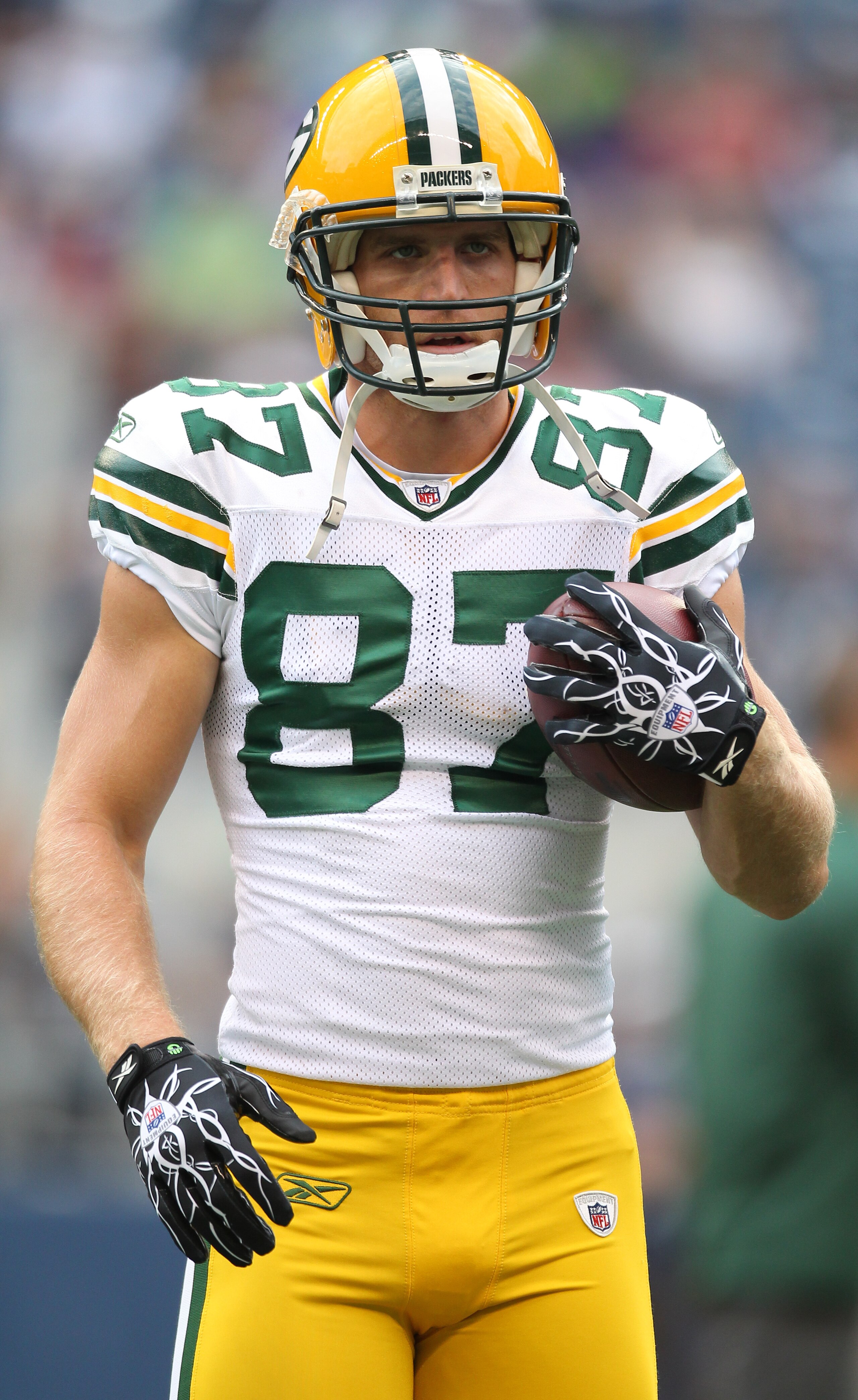 SEATTLE - AUGUST 21:  Wide receiver Jordy Nelson #87 of the Green Bay Packers looks on during warmups prior to the preseason game against the Seattle Seahawks at Qwest Field on August 21, 2010 in Seattle, Washington. (Photo by Otto Greule Jr/Getty Images)