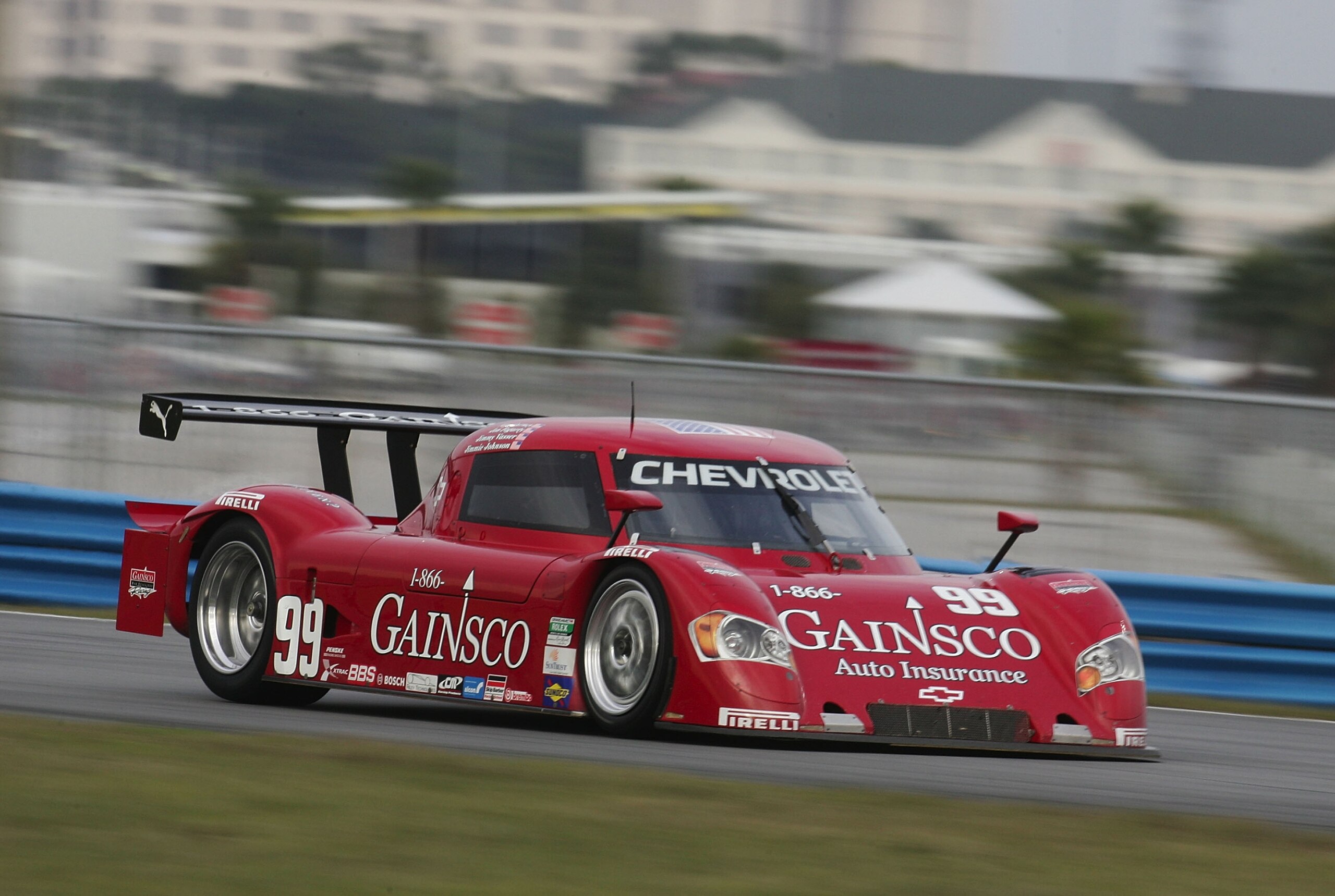 DAYTONA BEACH, FL - JANUARY 09:  The #99 Chevrolet Riley of Jimmie Johnson, Alex Gurney, Jon Fogarty and Jimmy Vasser races through the infield during Grand-Am Rolex Series testing at Daytona International Speedway on January 9, 2010 in Daytona Beach, Flo