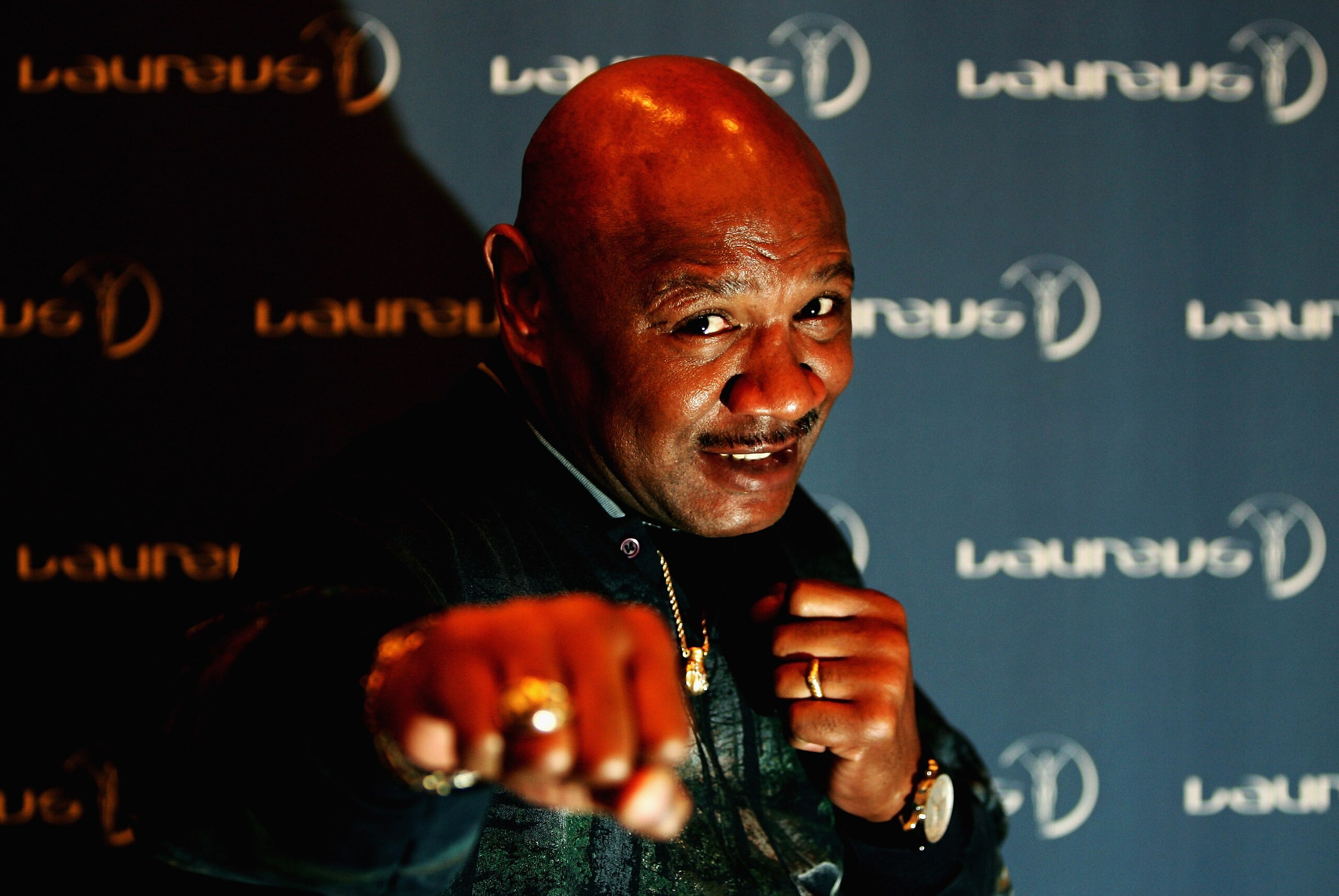ST. PETERSBURG, RUSSIA - FEBRUARY 17:  :  :  Marvin Hagler poses during the media conference at the Grand Hotel Europe on February 17, 2008 in St.Petersburg, Russia.  (Photo by Dean Mouhtaropoulos/Getty Images for Laureus)