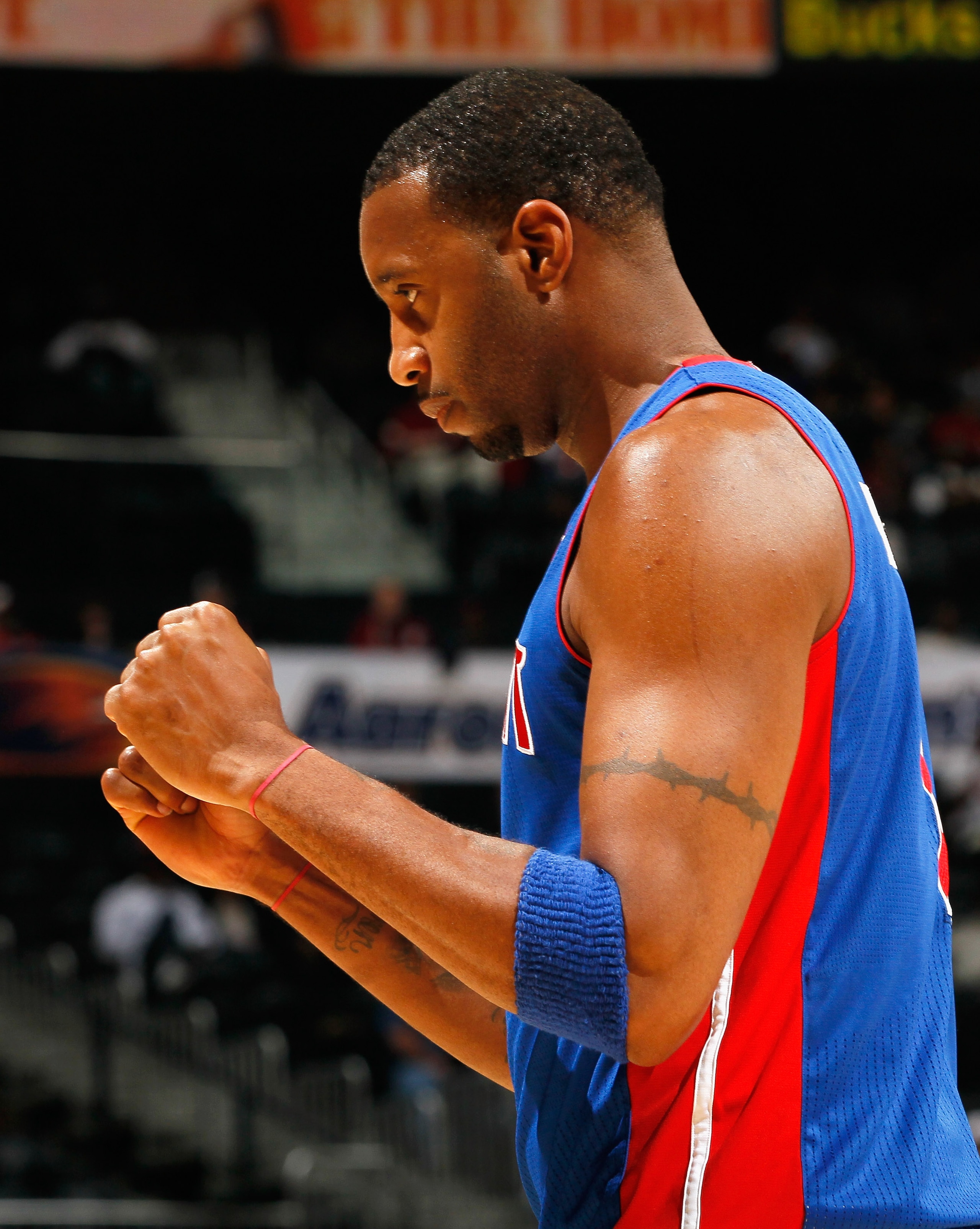 ATLANTA - NOVEMBER 03:  Tracy McGrady #1 of the Detroit Pistons against the Atlanta Hawks at Philips Arena on November 3, 2010 in Atlanta, Georgia.  NOTE TO USER: User expressly acknowledges and agrees that, by downloading and/or using this Photograph, Us