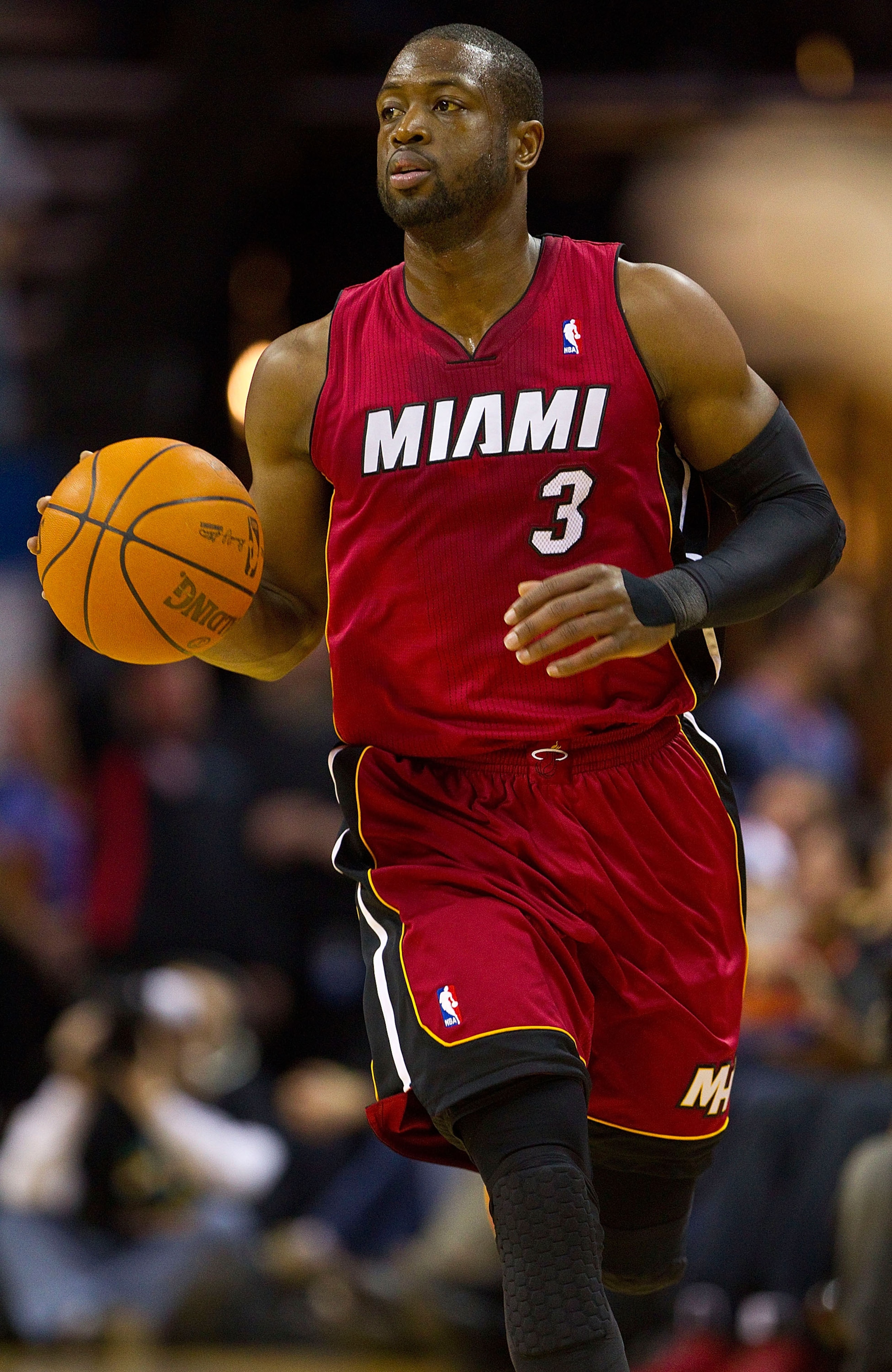 CHARLOTTE, NC - JANUARY 03: Dwyane Wade #3 of the Miami Heat brings the ball up court against the Charlotte Bobcats at Time Warner Cable Arena on January 3, 2011 in Charlotte, North Carolina.  The Heat defeated the Bobcats 96-82.  (Photo by Brian A. Weste