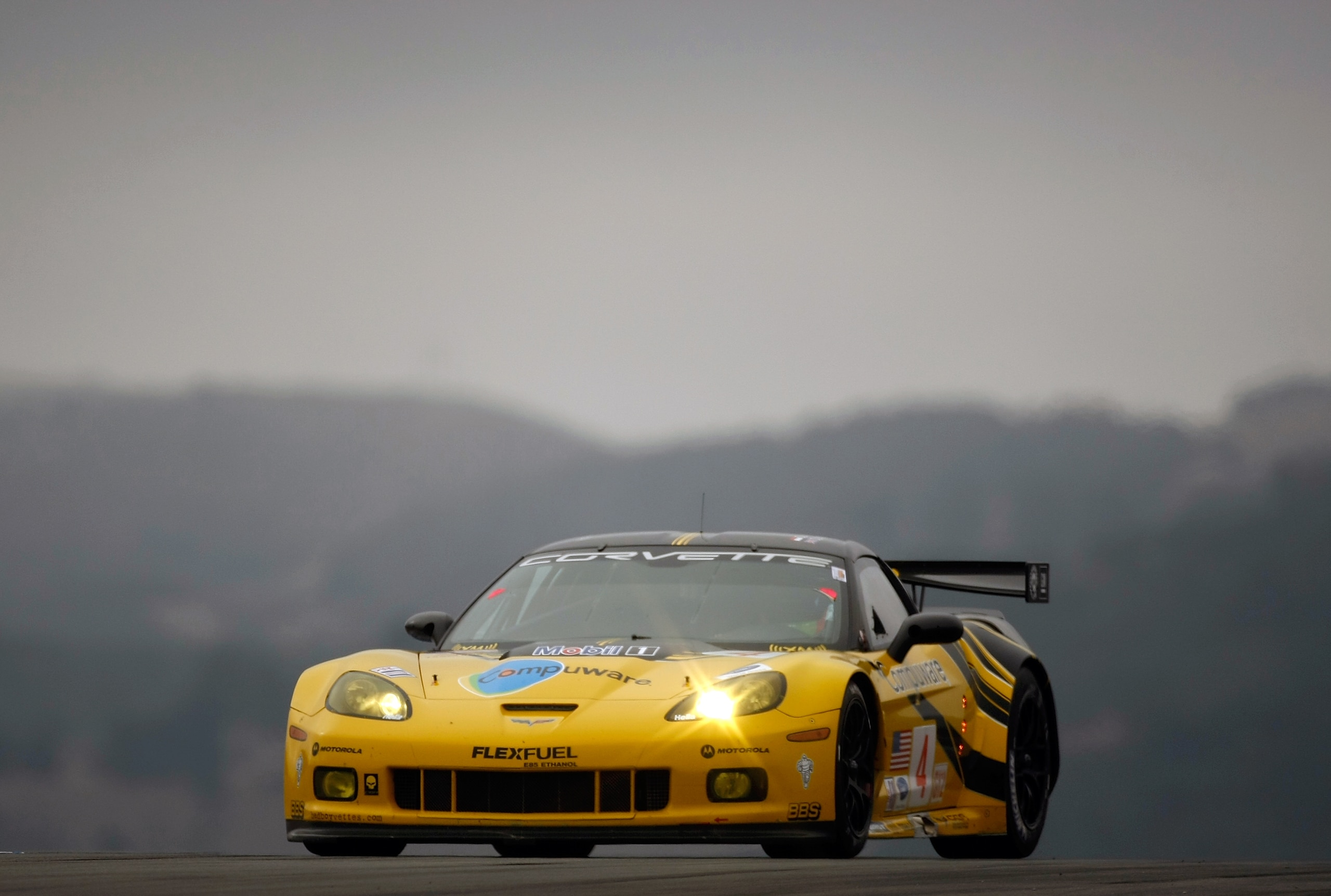 MONTEREY, CA - OCTOBER 09:  The #4 Corvette C6R driven by Olivier Berretta and Oliver Gavin during practice for the ALMS Monterey Sports Car Championships at Mazda Laguna Seca Raceway on October 9, 2009 in Monterey, California.  (Photo by Jonathan Ferrey/