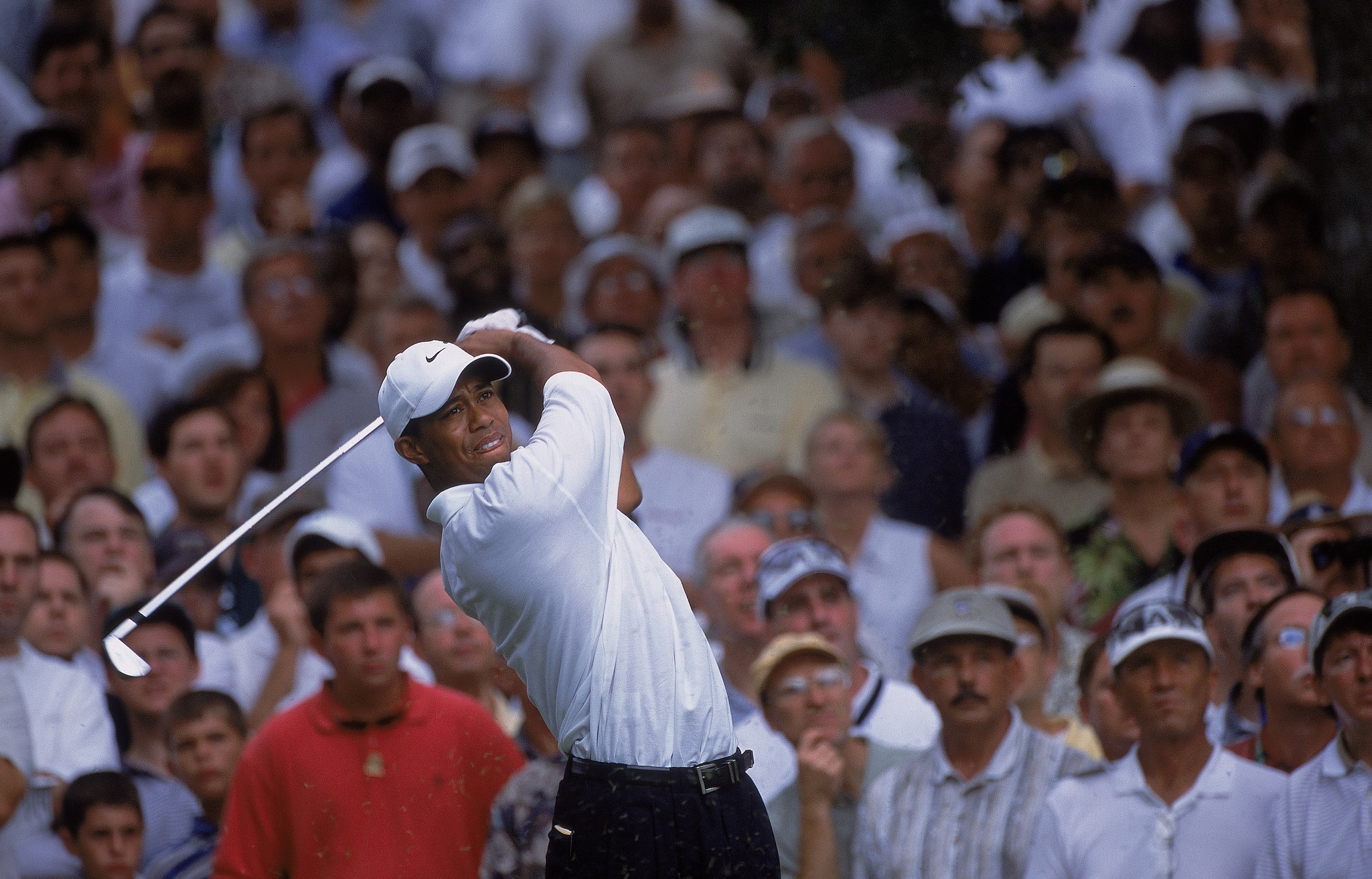 16 Aug 2001:  Tiger Woods hitting the ball during the PGA Championships at the Atlanta Athletic Club in Duluth, Georgia.Mandatory Credit: Harry How  /Allsport