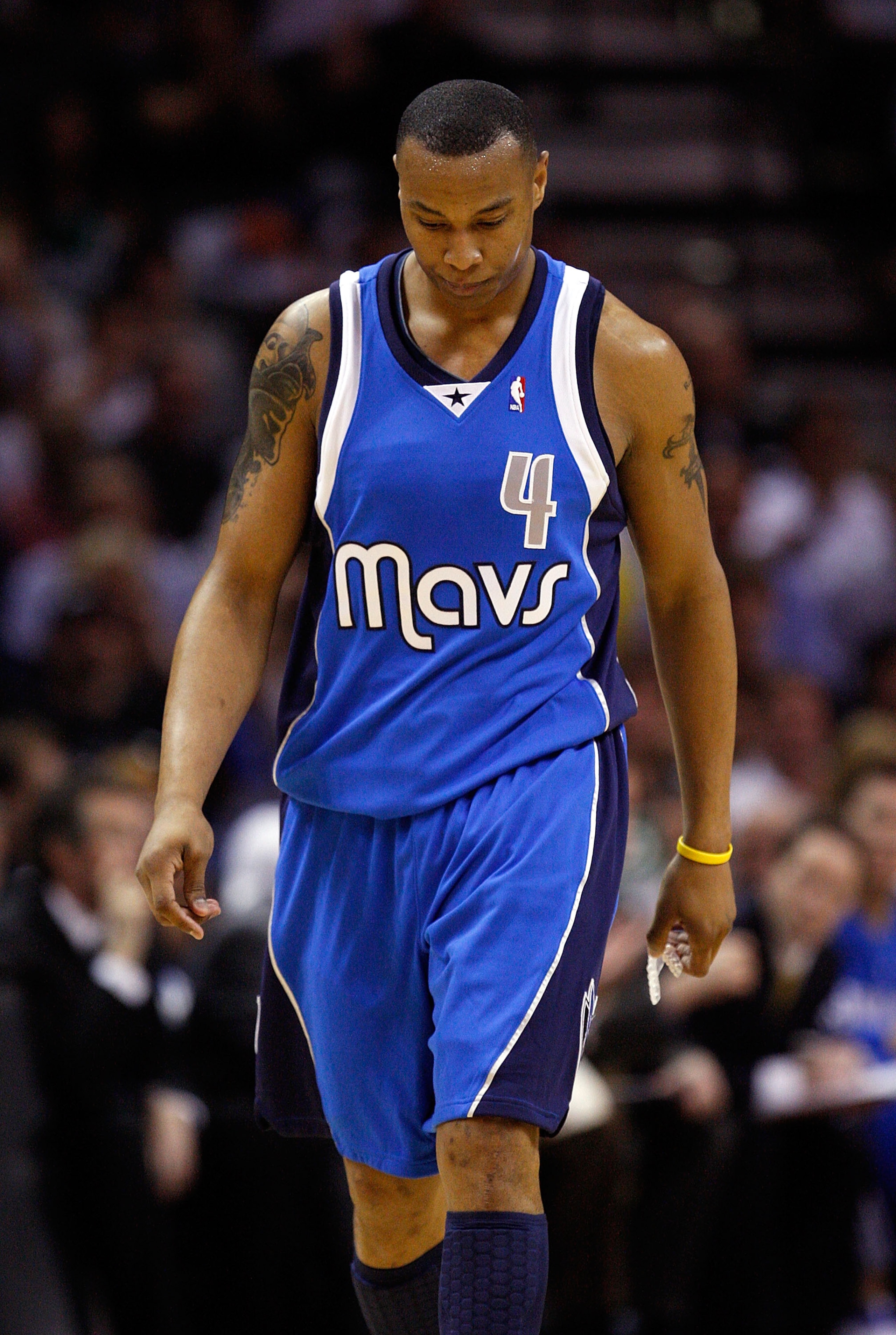 SAN ANTONIO - APRIL 23: Forward Caron Butler #4 of the Dallas Mavericks walks off the court during play against the San Antonio Spurs in Game Three of the Western Conference Quarterfinals during the 2010 NBA Playoffs at AT&T Center on April 23, 2010 in S SAN ANTONIO - APRIL 23: Forward Caron Butler #4 of the Dallas Mavericks walks off the court during play against the San Antonio Spurs in Game Three of the Western Conference Quarterfinals during the 2010 NBA Playoffs at AT&T Center on April 23, 2010 in S