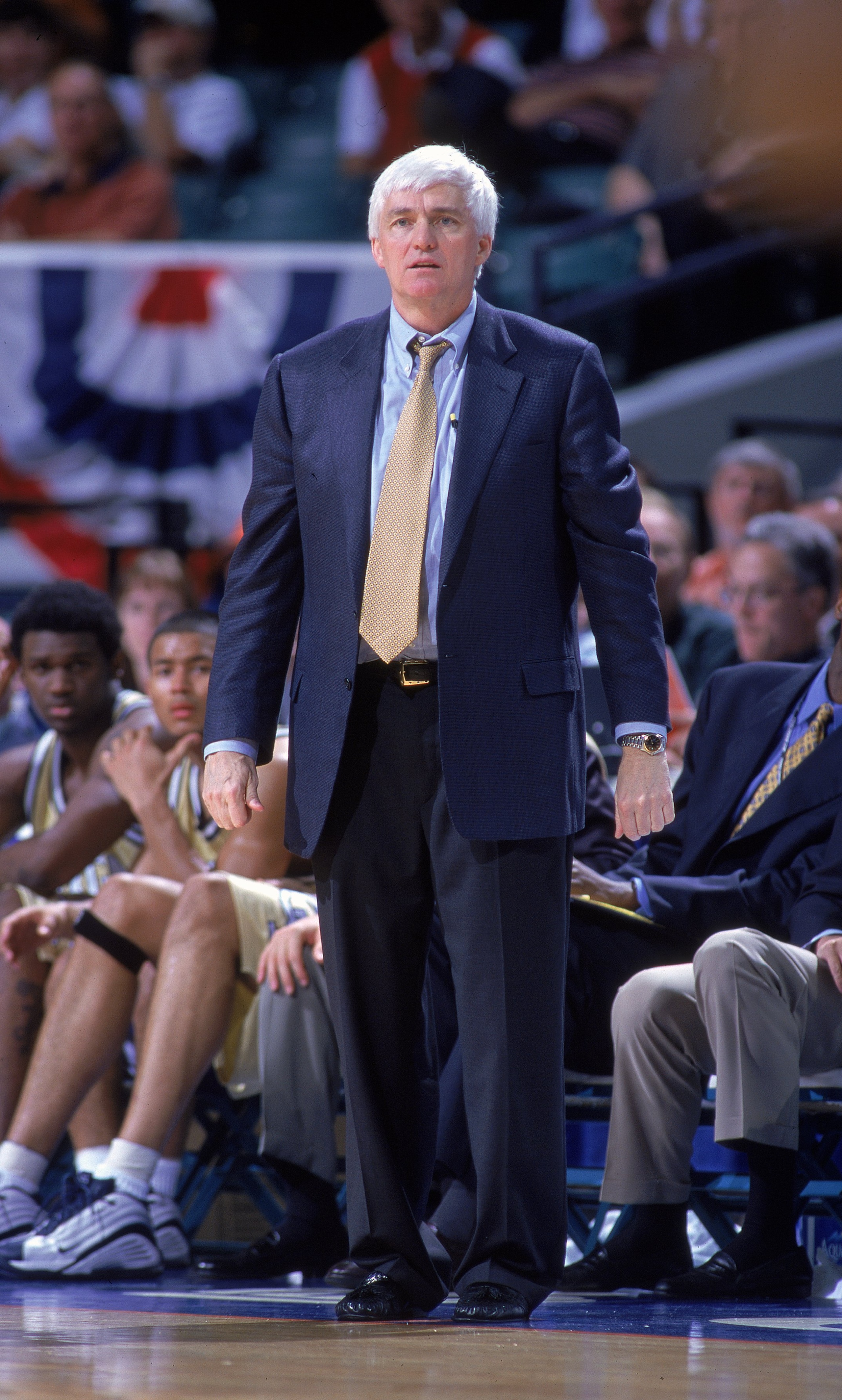 9 Mar 2000: Head Coach Bobby Cremins of the Georgia Tech Yellow Jackets watches the action from the sidelines during the ACC Tournament Game against the Florida State Seminoles at the Charlotte Coliseum in Charlotte, North Carolina. The Seminoles defeated
