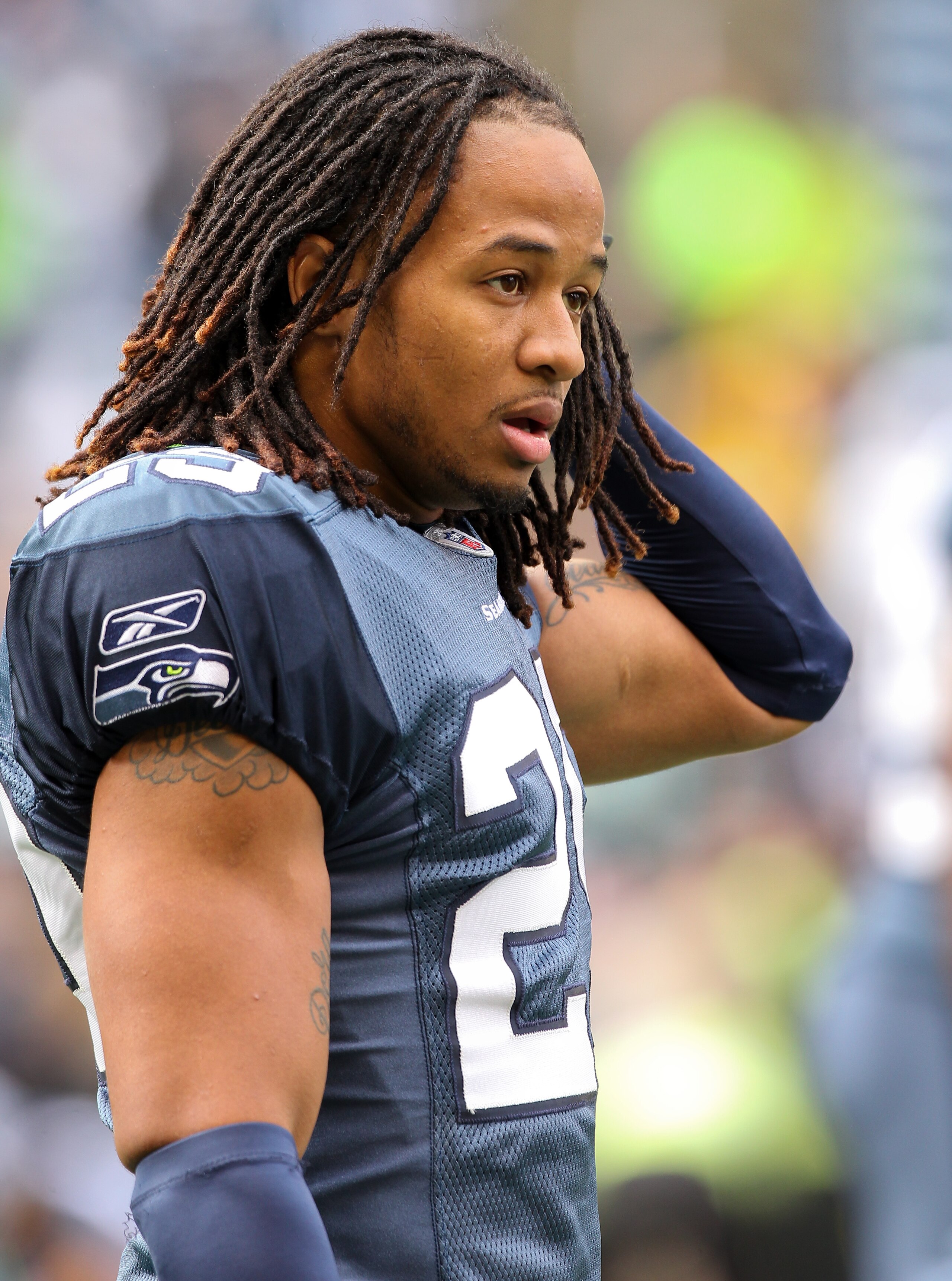 SEATTLE - OCTOBER 24:  Free safety Earl Thomas #29 of the Seattle Seahawks looks on during warmups prior to the game against the Arizona Cardinals at Qwest Field on October 24, 2010 in Seattle, Washington. (Photo by Otto Greule Jr/Getty Images)