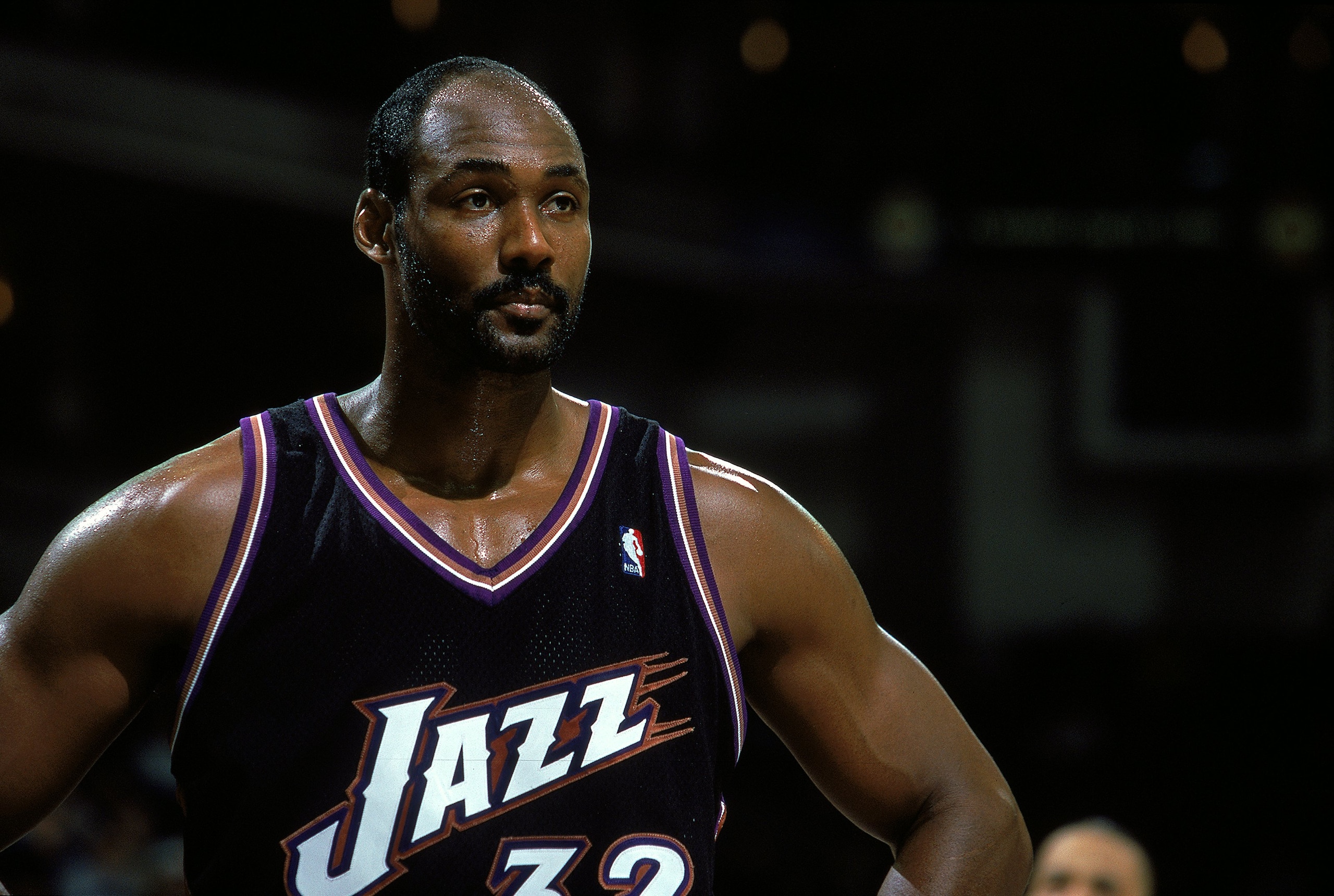 4 Dec 1999: Karl Malone #32 of the Utah Jazz looking on during the game against the Golden State Warriors at the Oakland Coliseum in Oakland, California. The Jazz defeated the Warriors 94-82. Mandatory Credit: Jed Jacobsohn /Allsport 4 Dec 1999: Karl Malone #32 of the Utah Jazz looking on during the game against the Golden State Warriors at the Oakland Coliseum in Oakland, California. The Jazz defeated the Warriors 94-82. Mandatory Credit: Jed Jacobsohn /Allsport
