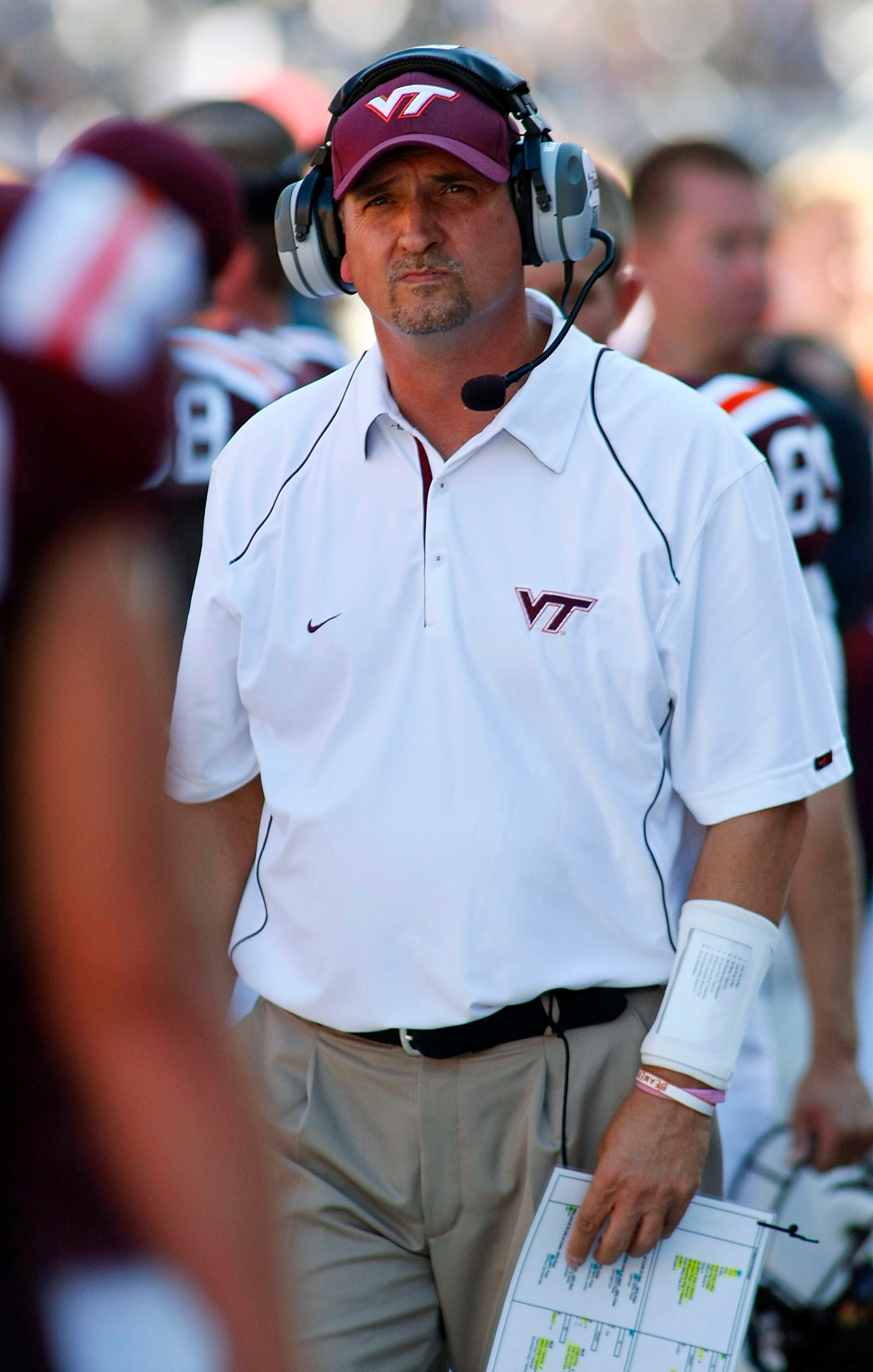 BLACKSBURG, VA - SEPTEMBER 18: Virginia Tech Hokies defensive coordinator Bud Foster watches from the sidelines against the East Carolina Pirates at Lane Stadium on September 18, 2010 in Blacksburg, Virginia. (Photo by Geoff Burke/Getty Images) BLACKSBURG, VA - SEPTEMBER 18: Virginia Tech Hokies defensive coordinator Bud Foster watches from the sidelines against the East Carolina Pirates at Lane Stadium on September 18, 2010 in Blacksburg, Virginia. (Photo by Geoff Burke/Getty Images)