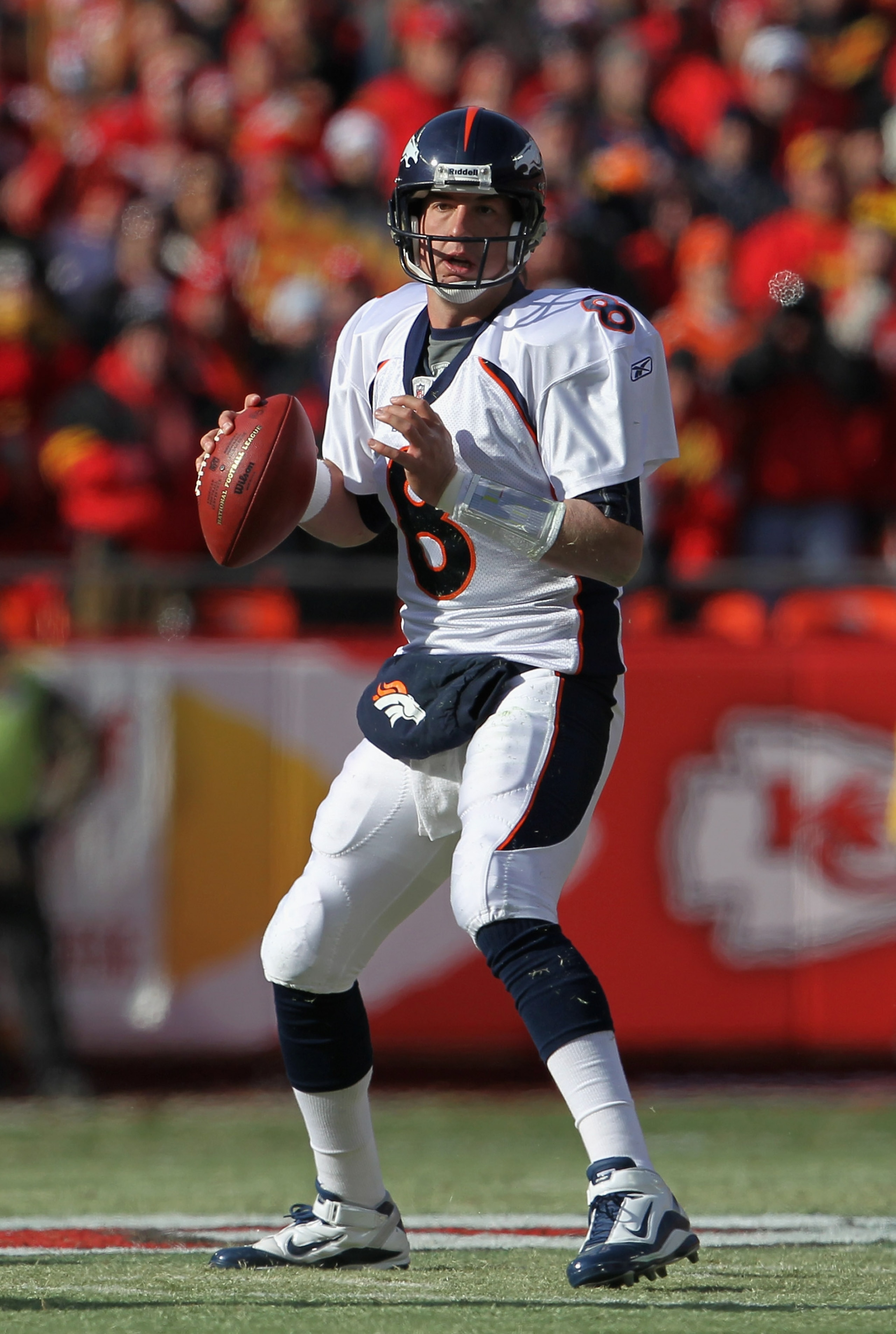 KANSAS CITY, MO - DECEMBER 05: Quarterback Kyle Orton #8 of the Denver Broncos in action during the game against the Kansas City Chiefs on December 5, 2010 at Arrowhead Stadium in Kansas City, Missouri. (Photo by Jamie Squire/Getty Images) KANSAS CITY, MO - DECEMBER 05: Quarterback Kyle Orton #8 of the Denver Broncos in action during the game against the Kansas City Chiefs on December 5, 2010 at Arrowhead Stadium in Kansas City, Missouri. (Photo by Jamie Squire/Getty Images)