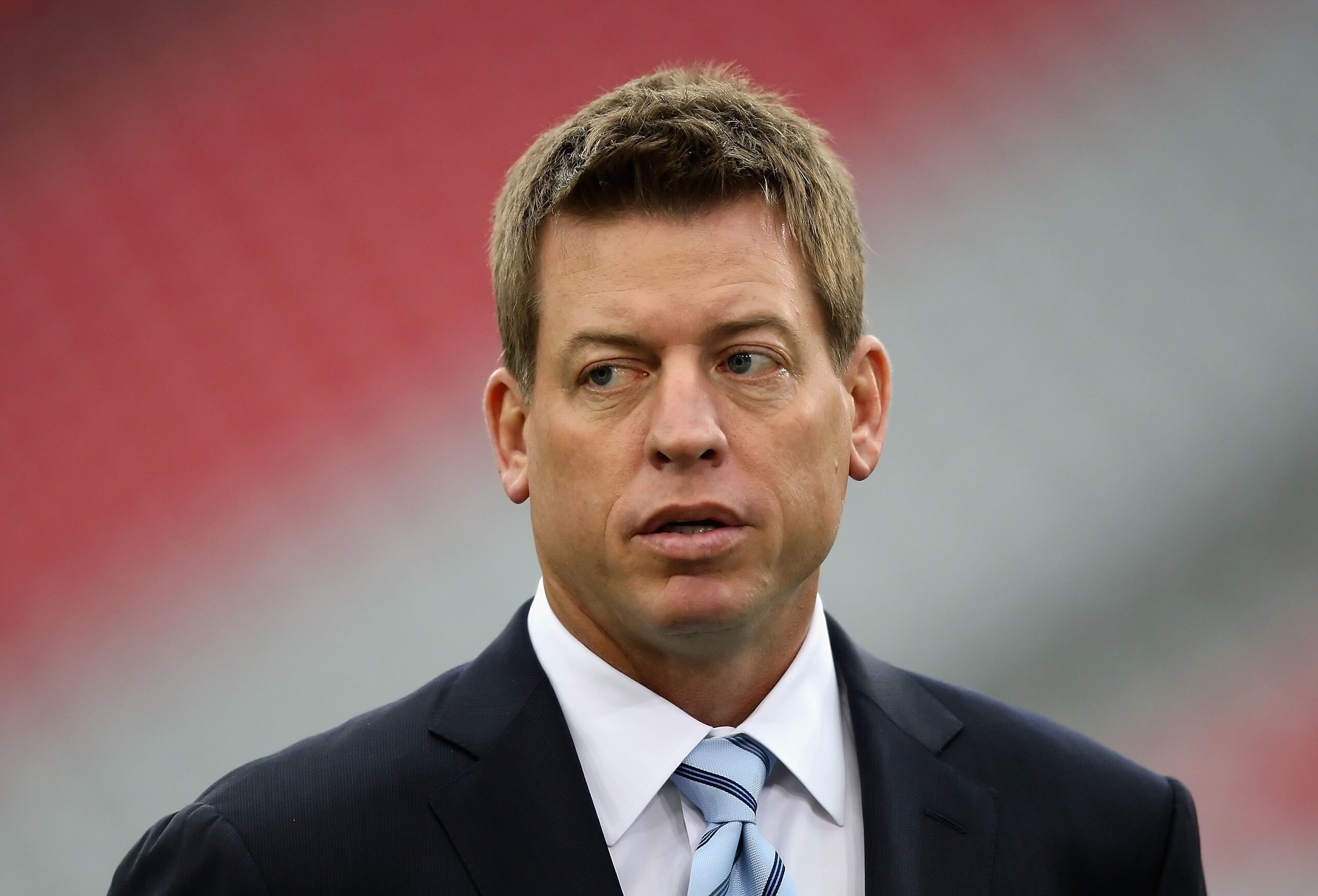 GLENDALE, AZ - JANUARY 10: Troy Aikman attends the 2010 NFC wild-card playoff game between the Green Bay Packers the Arizona Cardinals at the Universtity of Phoenix Stadium on January 10, 2010 in Glendale, Arizona. The Cardinals defeated the Packers 51 GLENDALE, AZ - JANUARY 10: Troy Aikman attends the 2010 NFC wild-card playoff game between the Green Bay Packers the Arizona Cardinals at the Universtity of Phoenix Stadium on January 10, 2010 in Glendale, Arizona. The Cardinals defeated the Packers 51