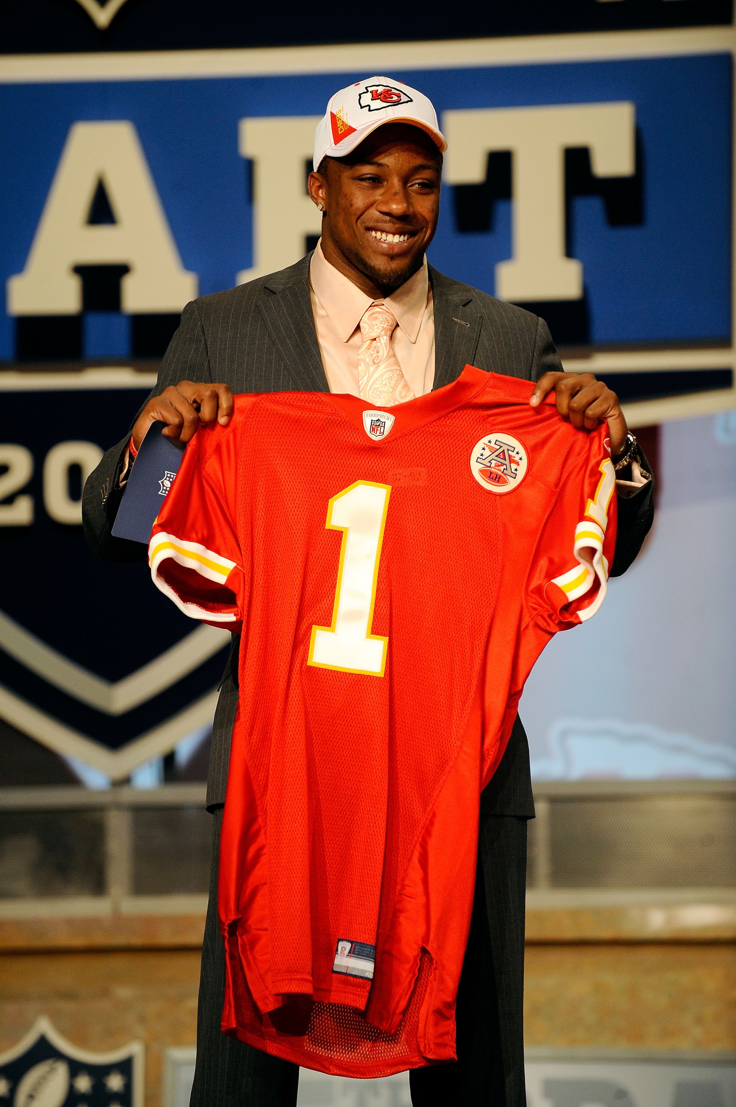 NEW YORK - APRIL 22: Eric Berry from the Tennessee Volunteers holds a Kansas City Chiefs jersey after Chiefs selected Berry number 5 overall in the first round of the 2010 NFL Draft at Radio City Music Hall on April 22, 2010 in New York City. (Photo by NEW YORK - APRIL 22: Eric Berry from the Tennessee Volunteers holds a Kansas City Chiefs jersey after Chiefs selected Berry number 5 overall in the first round of the 2010 NFL Draft at Radio City Music Hall on April 22, 2010 in New York City. (Photo by
