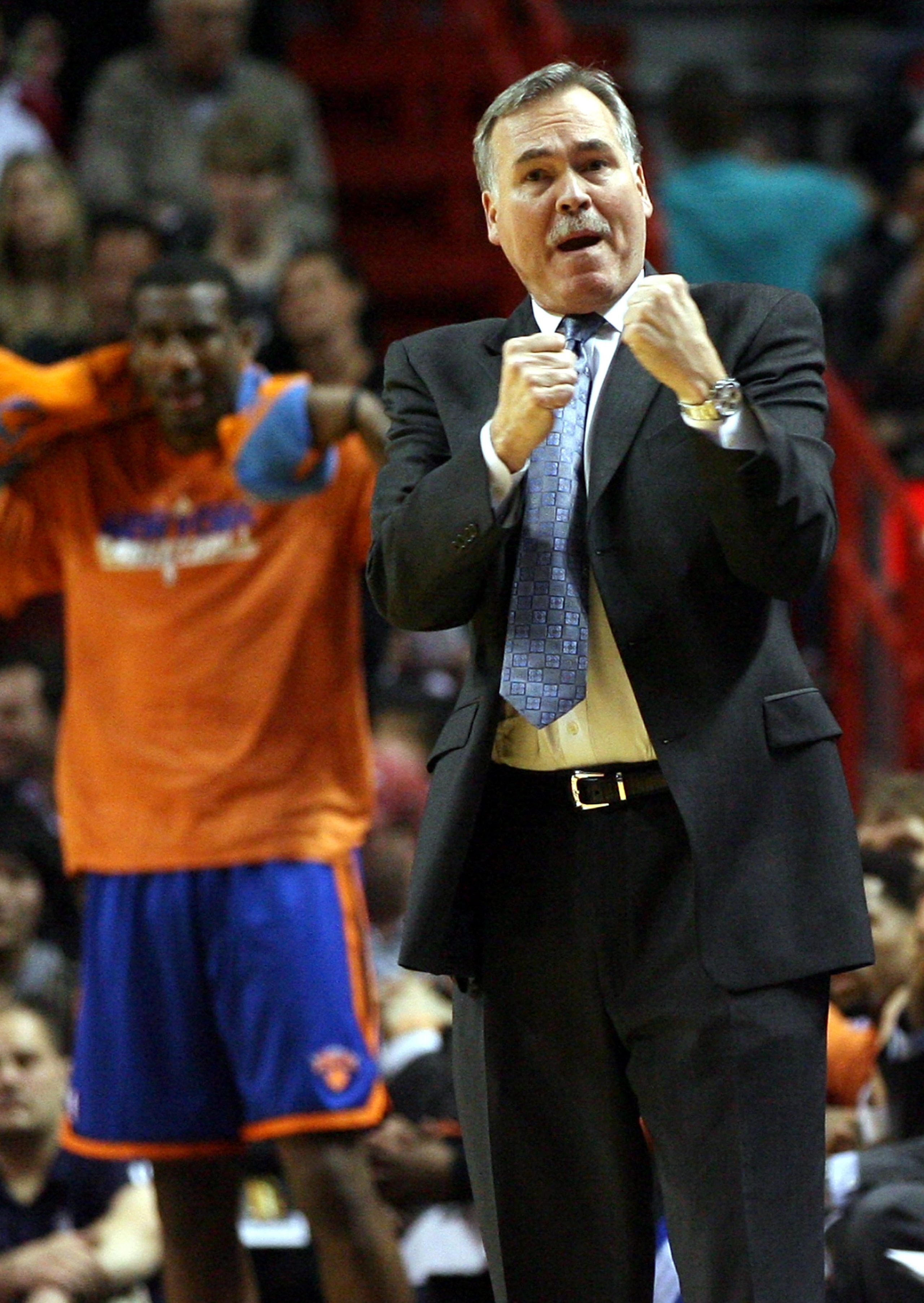 MIAMI - DECEMBER 28: Coach Mike D'Antoni of the New York Knicks shouts during a game against the Miami Heat at the American Airlines Arena on December 28, 2010 in Miami, Florida. (Photo by Marc Serota/Getty Images) MIAMI - DECEMBER 28: Coach Mike D'Antoni of the New York Knicks shouts during a game against the Miami Heat at the American Airlines Arena on December 28, 2010 in Miami, Florida. (Photo by Marc Serota/Getty Images)