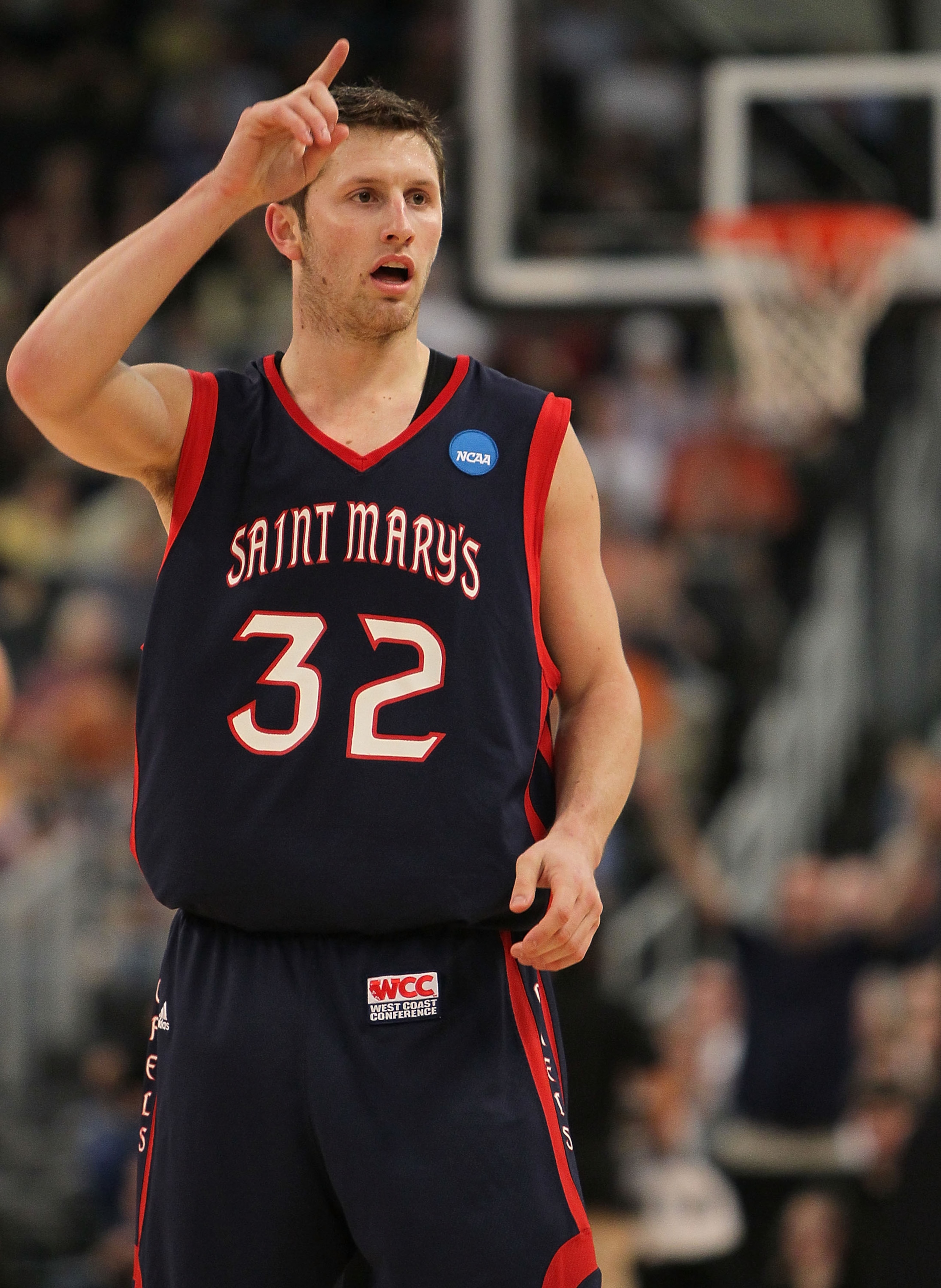 PROVIDENCE, RI - MARCH 20:  Mickey McConnell #32 of the Saint Mary's Gaels reacts against the Villanova Wildcats during the second round of the 2010 NCAA men's tournament at Dunkin' Donuts Center on March 20, 2010 in Providence, Rhode Island. (Photo by Ji