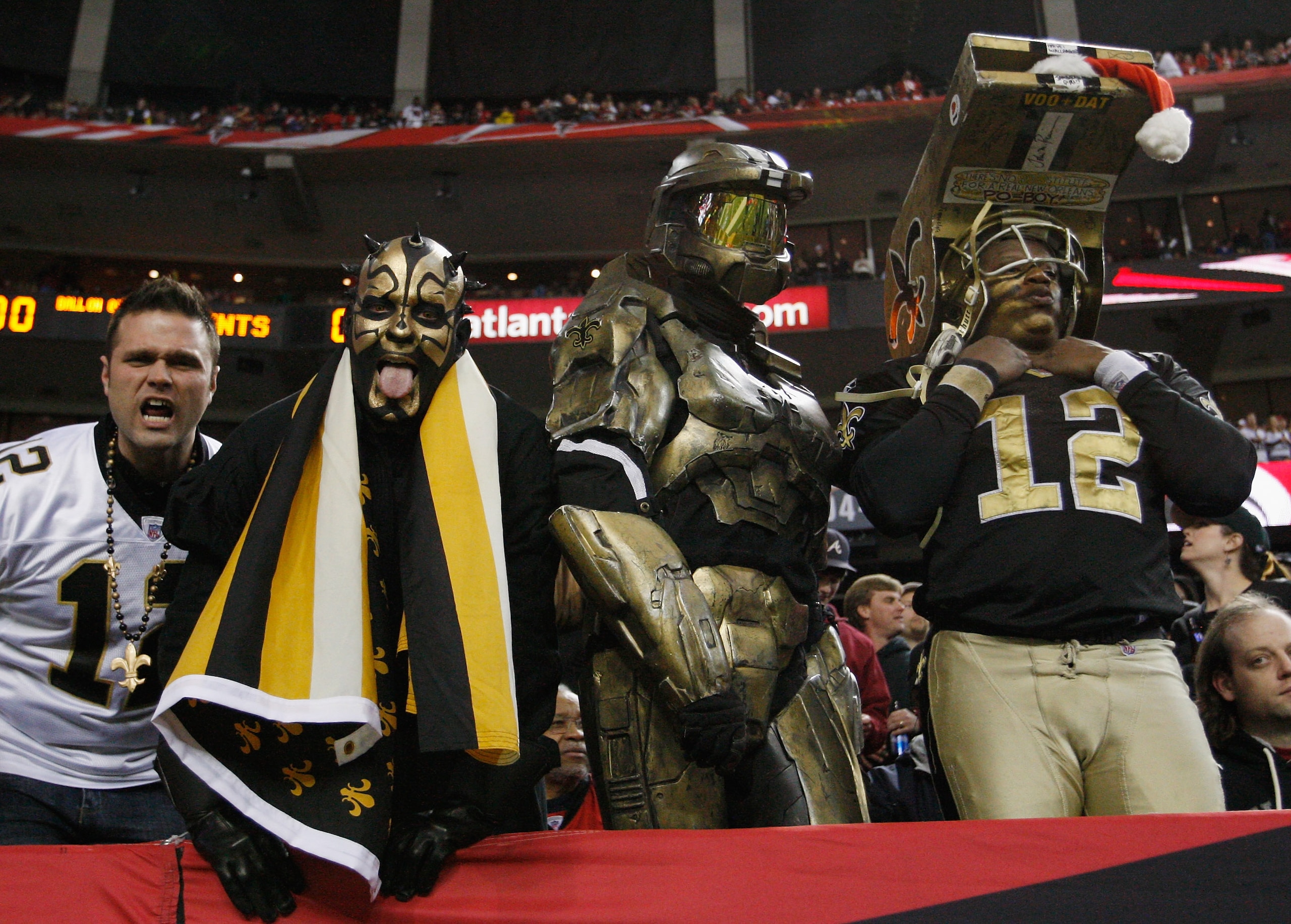 ATLANTA, GA - DECEMBER 27: New Orleans Saints fans watch the first half action during their game against the Altanta Falcosn at the Georgia Dome on December 27, 2010 in Atlanta, Georgia. (Photo by Kevin C. Cox/Getty Images) ATLANTA, GA - DECEMBER 27: New Orleans Saints fans watch the first half action during their game against the Altanta Falcosn at the Georgia Dome on December 27, 2010 in Atlanta, Georgia. (Photo by Kevin C. Cox/Getty Images)