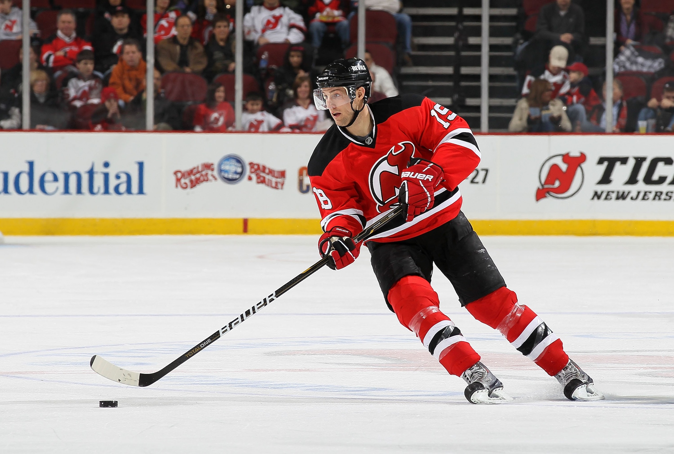 NEWARK, NJ - DECEMBER 31: Travis Zajac #19 of the New Jersey Devils skates against the Atlanta Thrashers at the Prudential Center on December 31, 2010 in Newark, New Jersey. (Photo by Jim McIsaac/Getty Images) NEWARK, NJ - DECEMBER 31: Travis Zajac #19 of the New Jersey Devils skates against the Atlanta Thrashers at the Prudential Center on December 31, 2010 in Newark, New Jersey. (Photo by Jim McIsaac/Getty Images)
