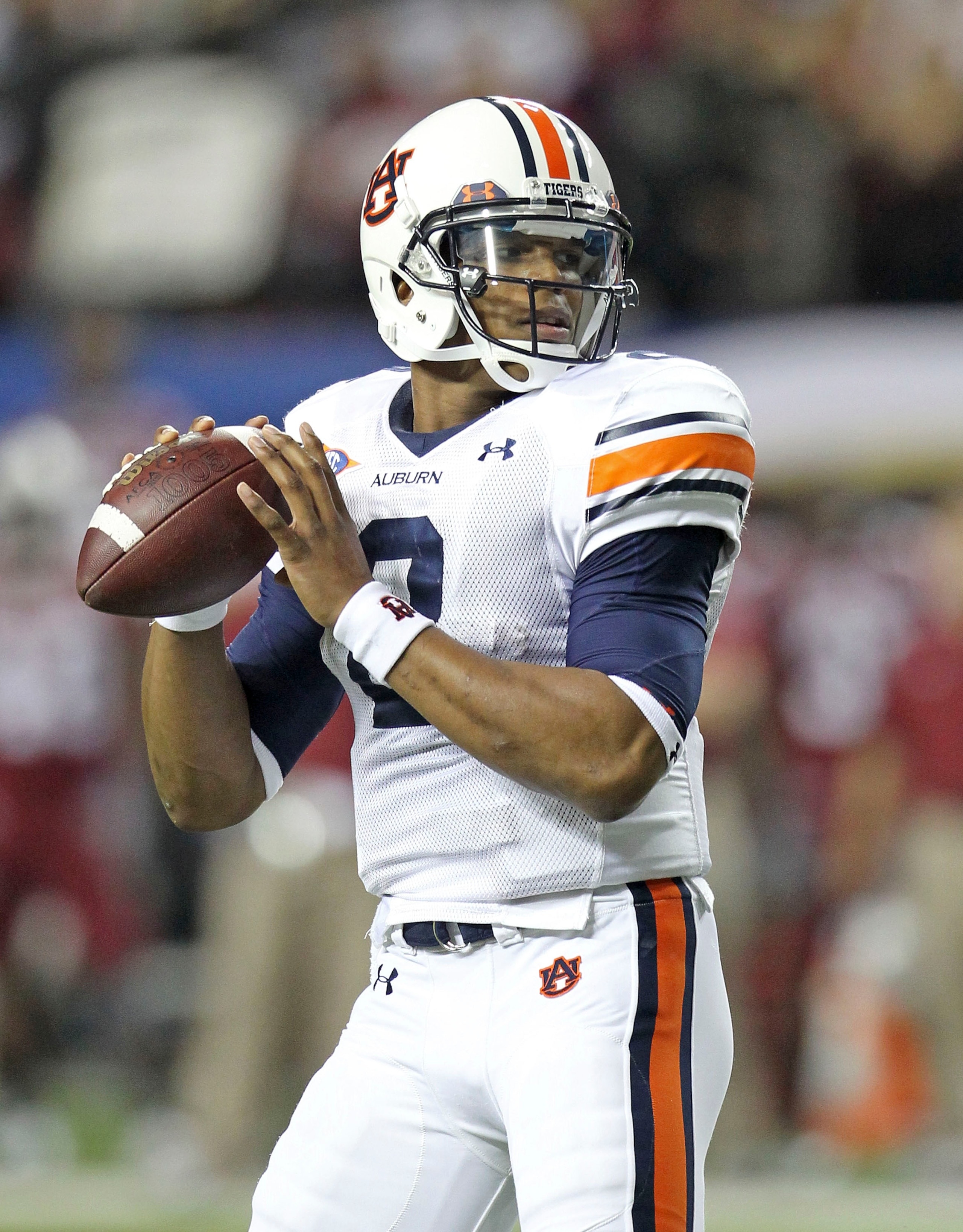 ATLANTA - DECEMBER 04:  Quarterback Cam Newton #2 of the Auburn Tigers looks to pass the ball during the 2010 SEC Championship against the South Carolina Gamecocks at Georgia Dome on December 4, 2010 in Atlanta, Georgia.  (Photo by Mike Zarrilli/Getty Ima