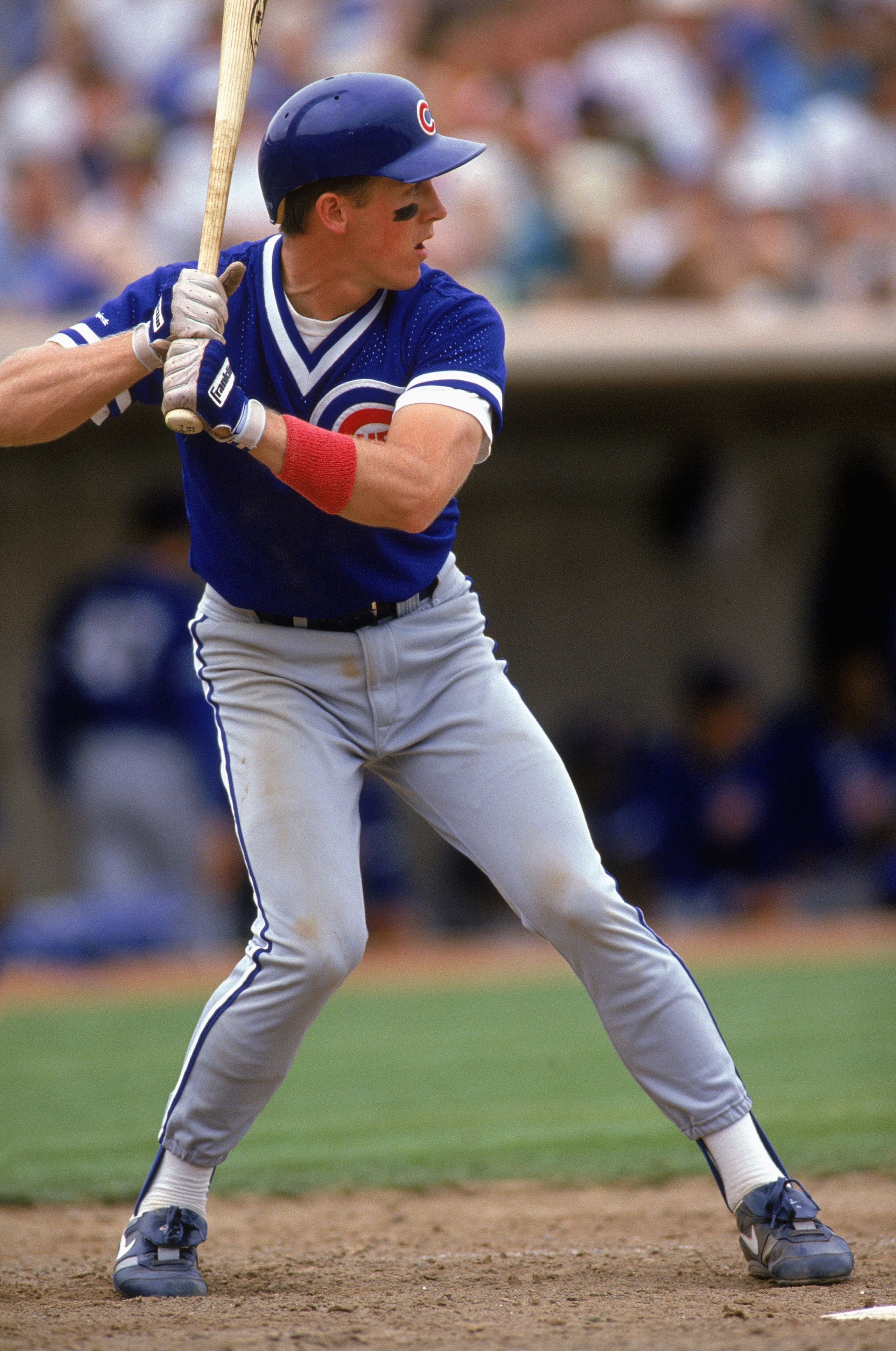 CHICAGO - 1992:  Gary Scott #25 of the Chicago Cubs readies for a pitch during the 1992 MLB season at Wrigley Field in Chicago, Illinois.  (Photo by Otto Greule Jr/MLBP via Getty Images)
