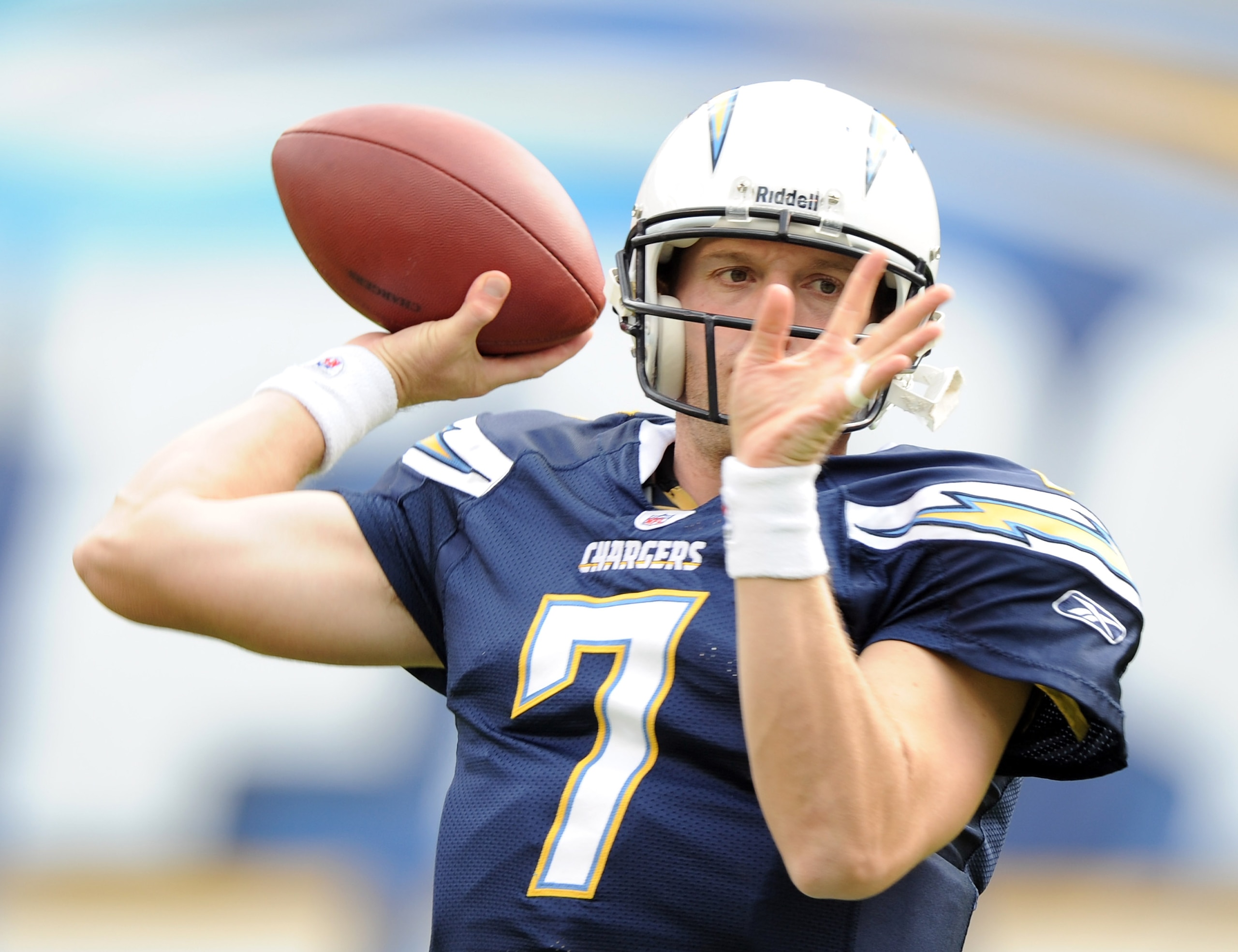 SAN DIEGO - OCTOBER 24:  Billy Volek #7 of the San Diego Chargers during warm up against the New England Patriots at Qualcomm Stadium on October 24, 2010 in San Diego, California.  (Photo by Harry How/Getty Images)