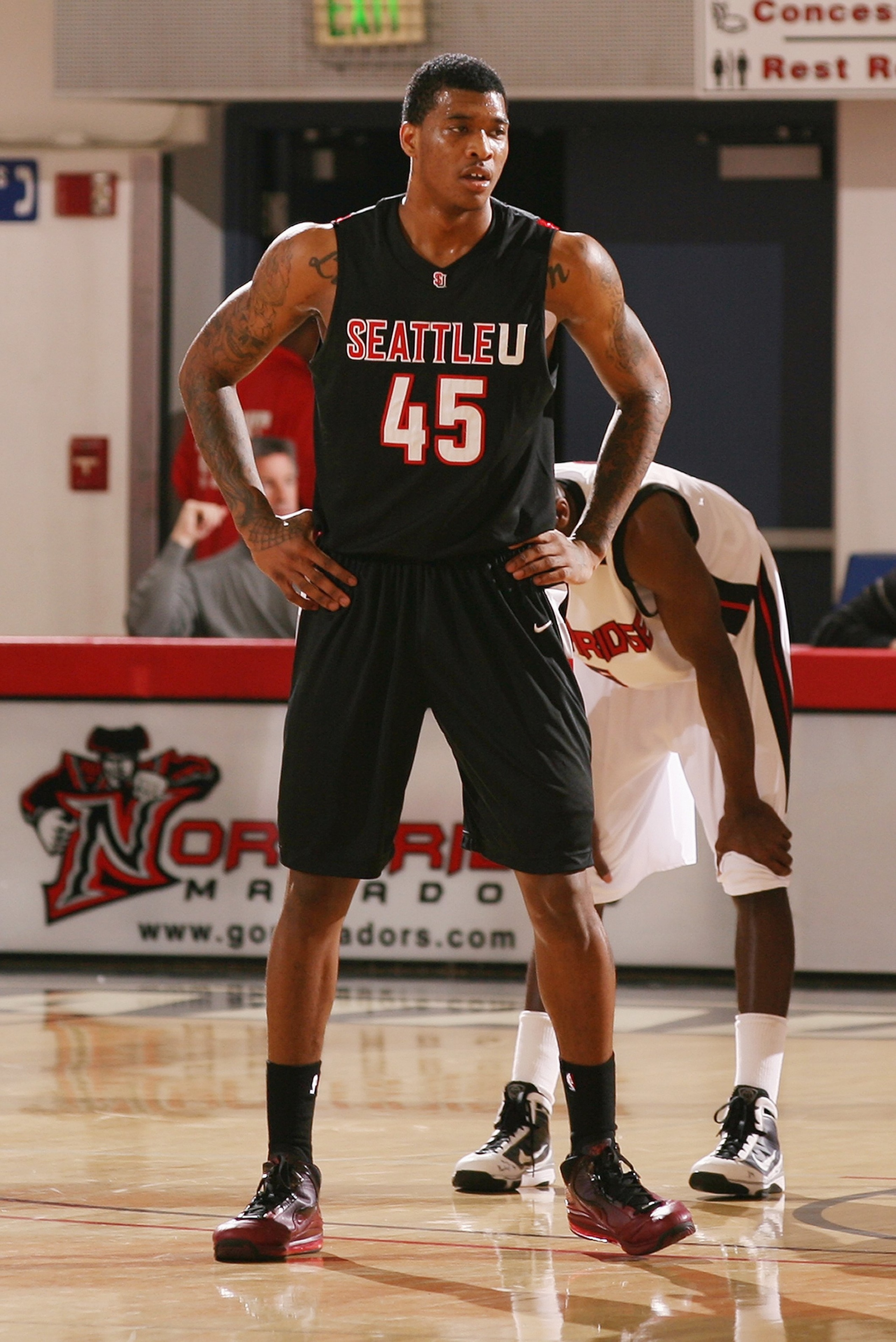 NORTHRIDGE, CA - JANUARY 11: Charles Garcia #45 of the Seattle Redhawks stands on the court against the Cal State Northridge Matadors on January 11, 2010 at the Matadome in Northridge, California. Northridge won 98-90. (Photo by Jeff Golden/Getty Image NORTHRIDGE, CA - JANUARY 11: Charles Garcia #45 of the Seattle Redhawks stands on the court against the Cal State Northridge Matadors on January 11, 2010 at the Matadome in Northridge, California. Northridge won 98-90. (Photo by Jeff Golden/Getty Image