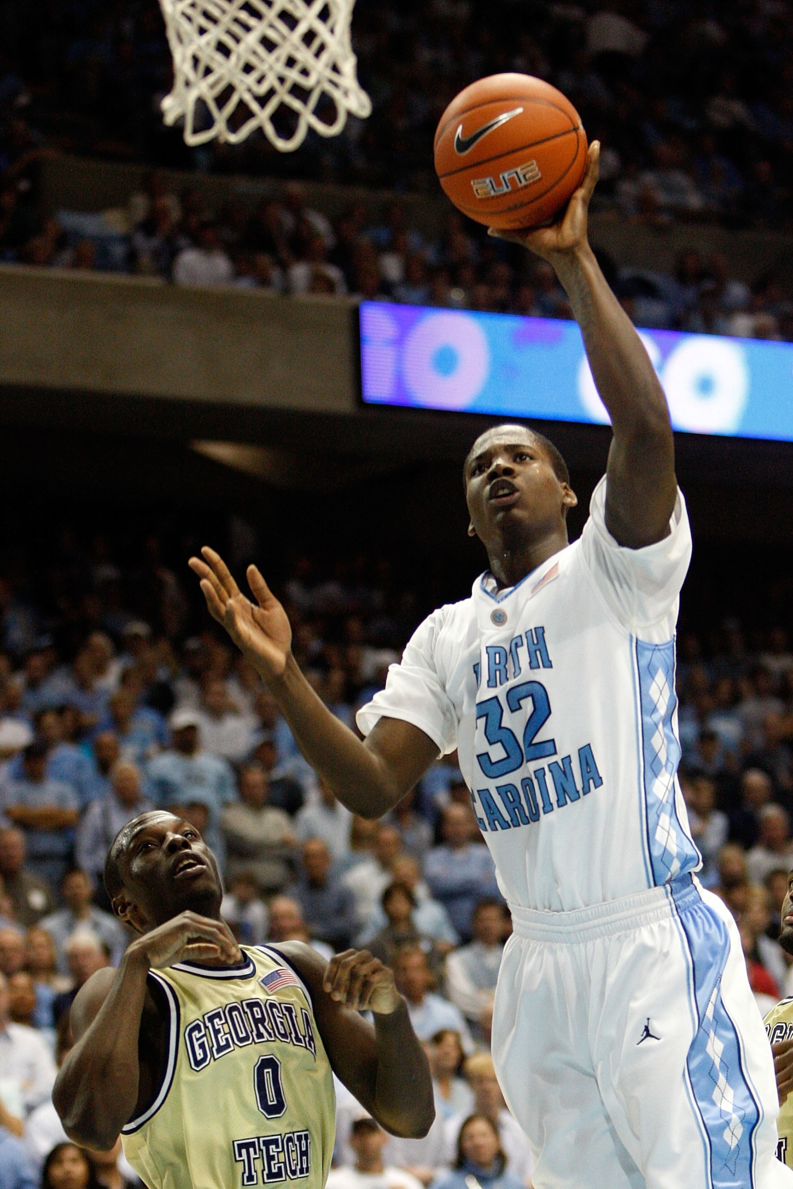 CHAPEL HILL, NC - JANUARY 16: Ed Davis #32 of the North Carolina Tar Heels puts a shot up during their game against the Georgia Tech Yellow Jackets at the Dean Smith Center on January 16, 2010 in Chapel Hill, North Carolina. (Photo by Streeter Lecka/Get CHAPEL HILL, NC - JANUARY 16: Ed Davis #32 of the North Carolina Tar Heels puts a shot up during their game against the Georgia Tech Yellow Jackets at the Dean Smith Center on January 16, 2010 in Chapel Hill, North Carolina. (Photo by Streeter Lecka/Get