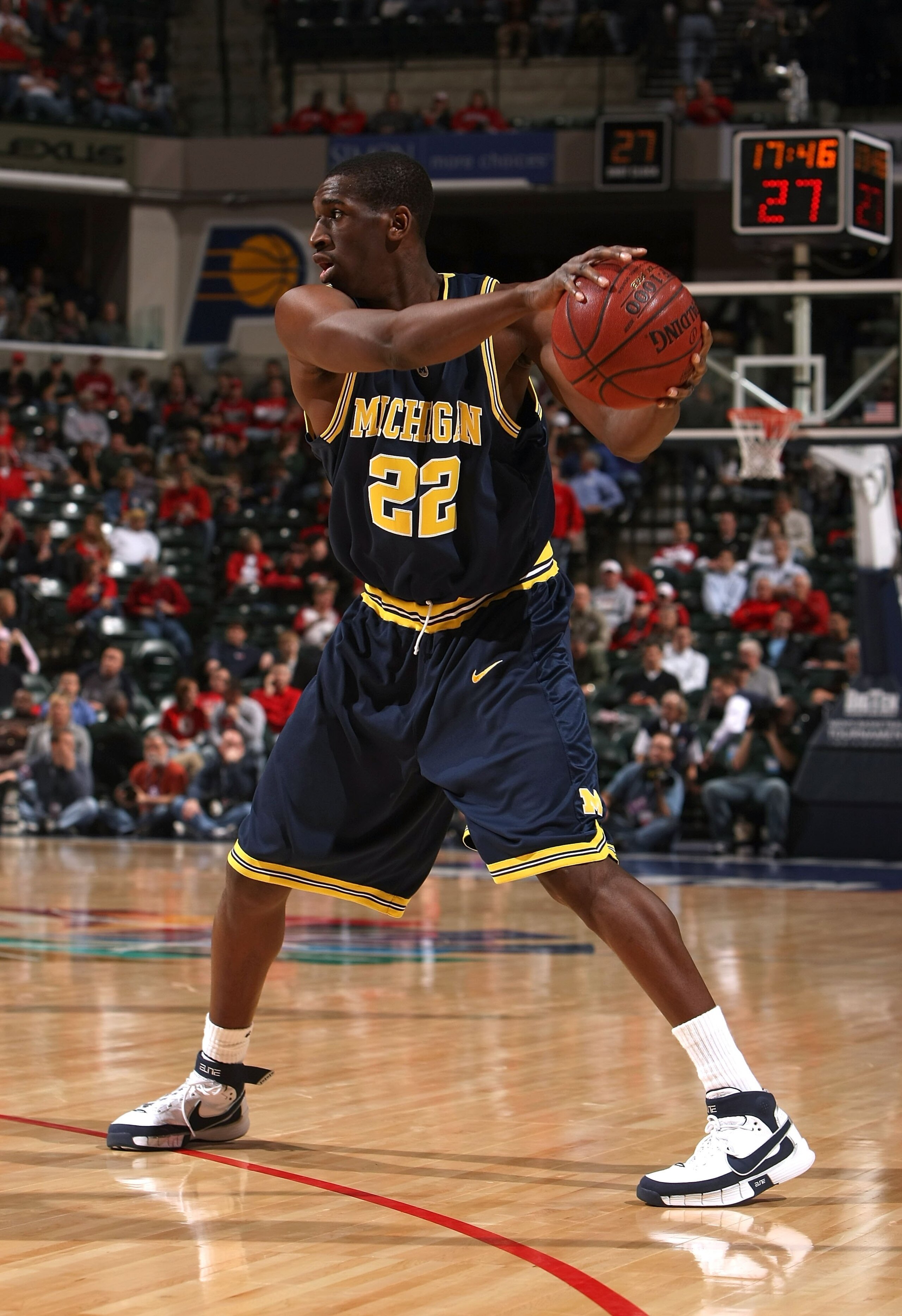 INDIANAPOLIS - MARCH 14: Ekpe Udoh #22 of the Michigan Wolverines against the Wisconsin Badgers during the Big Ten Men's Basketball Tournament at Conseco Fieldhouse on March 14, 2008 in Indianapolis, Indiana. (Photo by Jonathan Daniel/Getty Images) INDIANAPOLIS - MARCH 14: Ekpe Udoh #22 of the Michigan Wolverines against the Wisconsin Badgers during the Big Ten Men's Basketball Tournament at Conseco Fieldhouse on March 14, 2008 in Indianapolis, Indiana. (Photo by Jonathan Daniel/Getty Images)