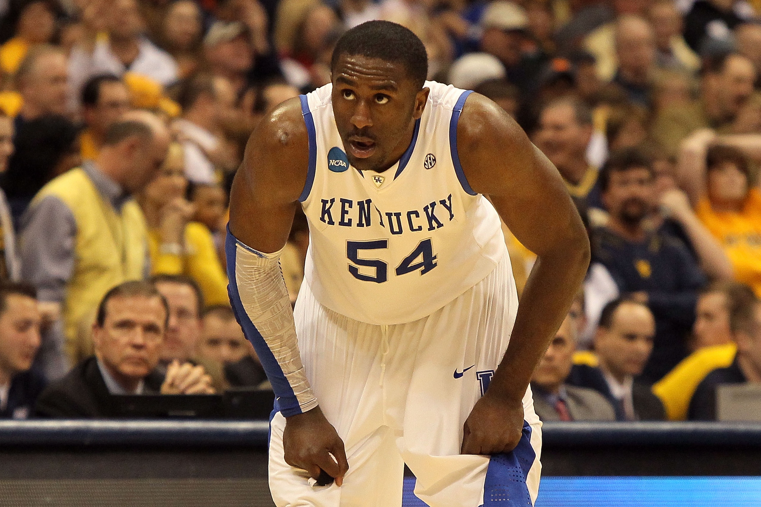 SYRACUSE, NY - MARCH 27: Patrick Patterson #54 of the Kentucky Wildcats looks on against the West Virginia Mountaineers during the east regional final of the 2010 NCAA men's basketball tournament at the Carrier Dome on March 27, 2010 in Syracuse, New Yor SYRACUSE, NY - MARCH 27: Patrick Patterson #54 of the Kentucky Wildcats looks on against the West Virginia Mountaineers during the east regional final of the 2010 NCAA men's basketball tournament at the Carrier Dome on March 27, 2010 in Syracuse, New Yor