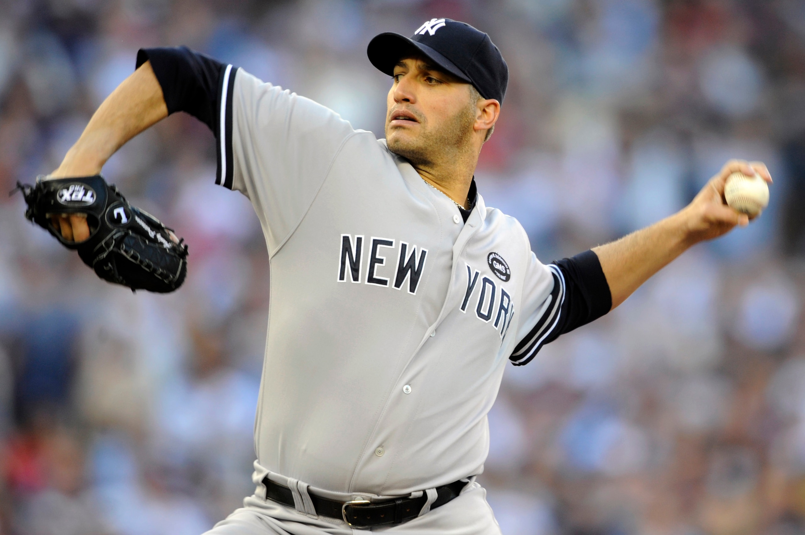 MINNEAPOLIS, MN - OCTOBER 7: Andy Pettitte #46 of the New York Yankees pitches during game two of the ALDS game against the Minnesota Twins on October 7, 2010 at Target Field in Minneapolis, Minnesota.  (Photo by Hannah Foslien/Getty Images)