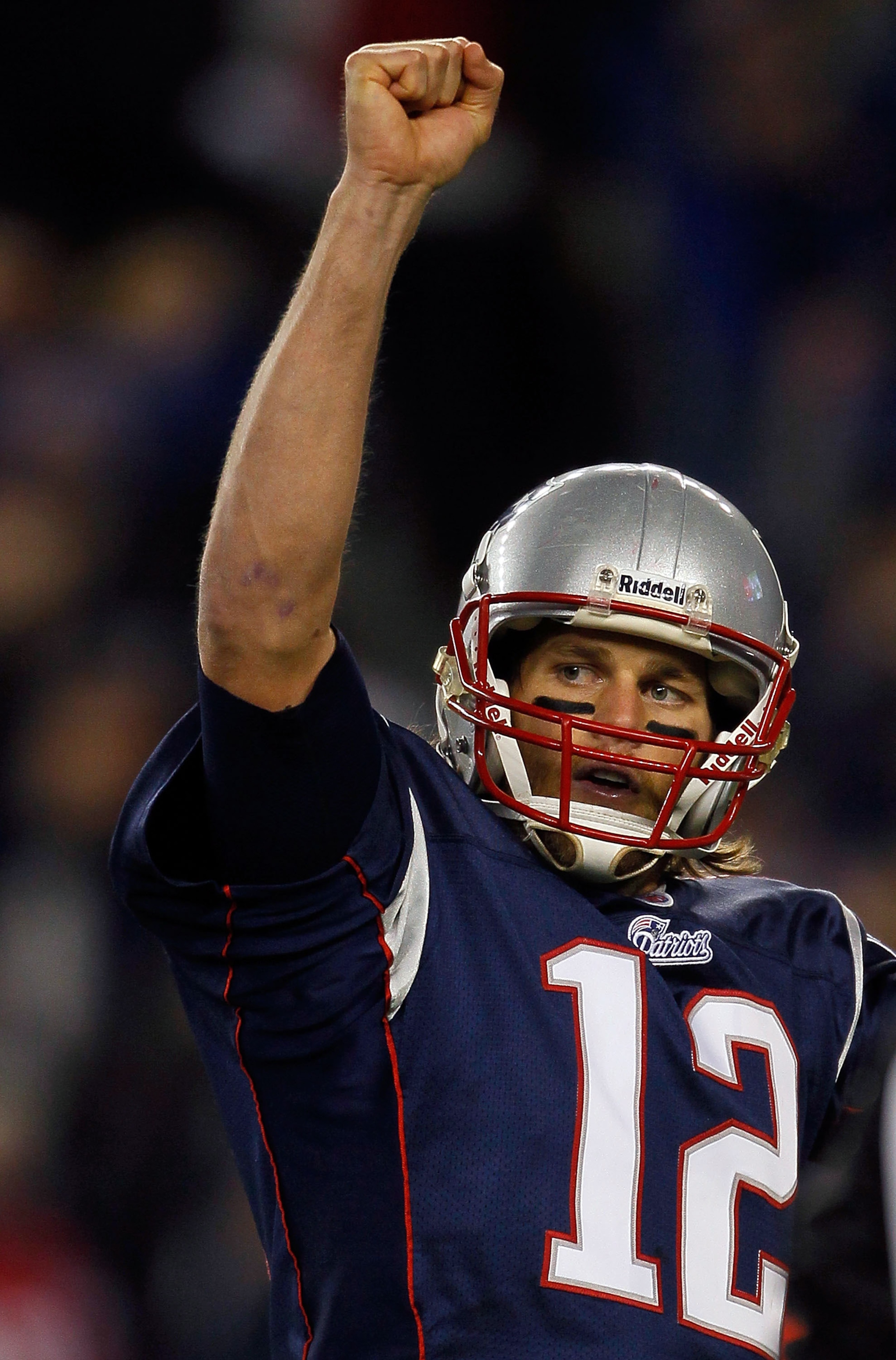 FOXBORO, MA - NOVEMBER 21: Tom Brady #12 of the New England Patriots reacts after teammate BenJarvis Green-Ellis runs the ball in for a touchdown in the second half at Gillette Stadium on November 21, 2010 in Foxboro, Massachusetts. (Photo by Jim Rogash/G FOXBORO, MA - NOVEMBER 21: Tom Brady #12 of the New England Patriots reacts after teammate BenJarvis Green-Ellis runs the ball in for a touchdown in the second half at Gillette Stadium on November 21, 2010 in Foxboro, Massachusetts. (Photo by Jim Rogash/G