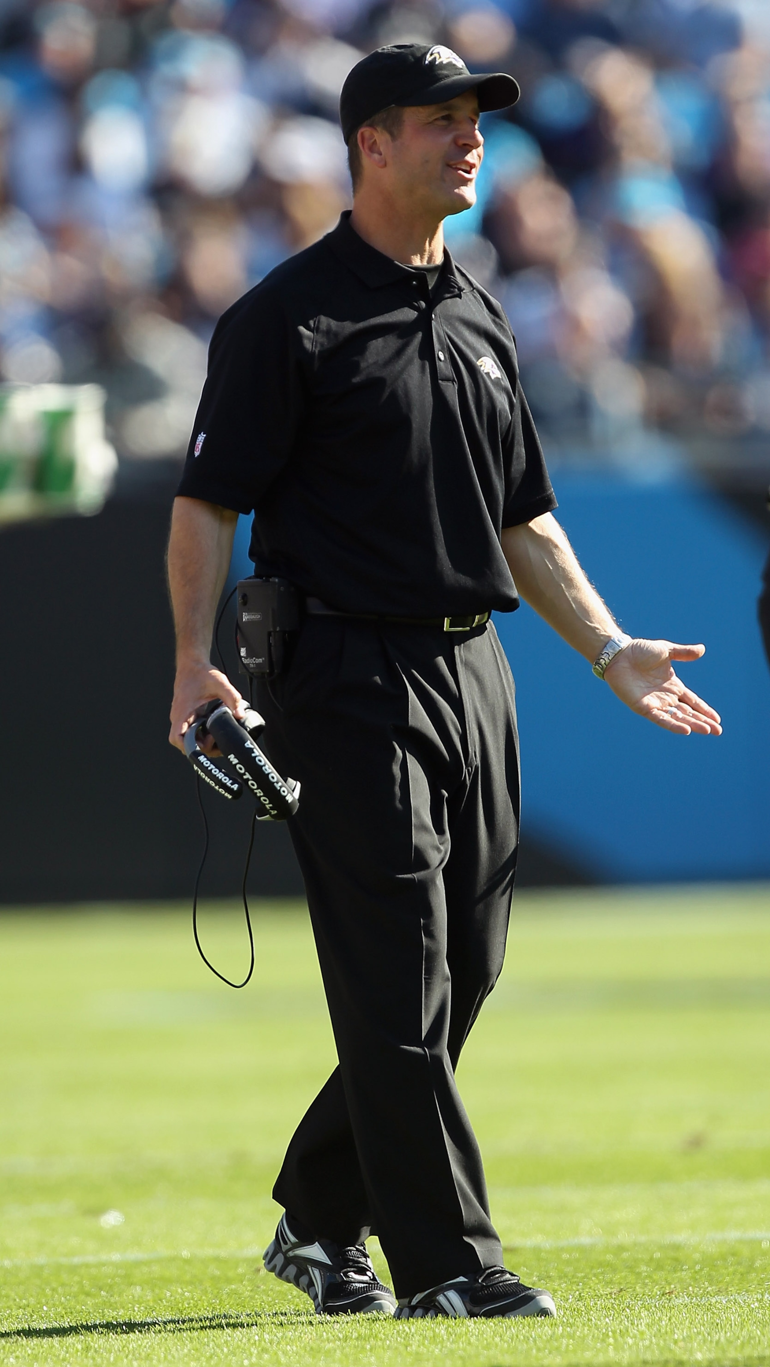 CHARLOTTE, NC - NOVEMBER 21:  Head coach John Harbaugh of the Baltimore Ravens against the Carolina Panthers at Bank of America Stadium on November 21, 2010 in Charlotte, North Carolina.  (Photo by Streeter Lecka/Getty Images)