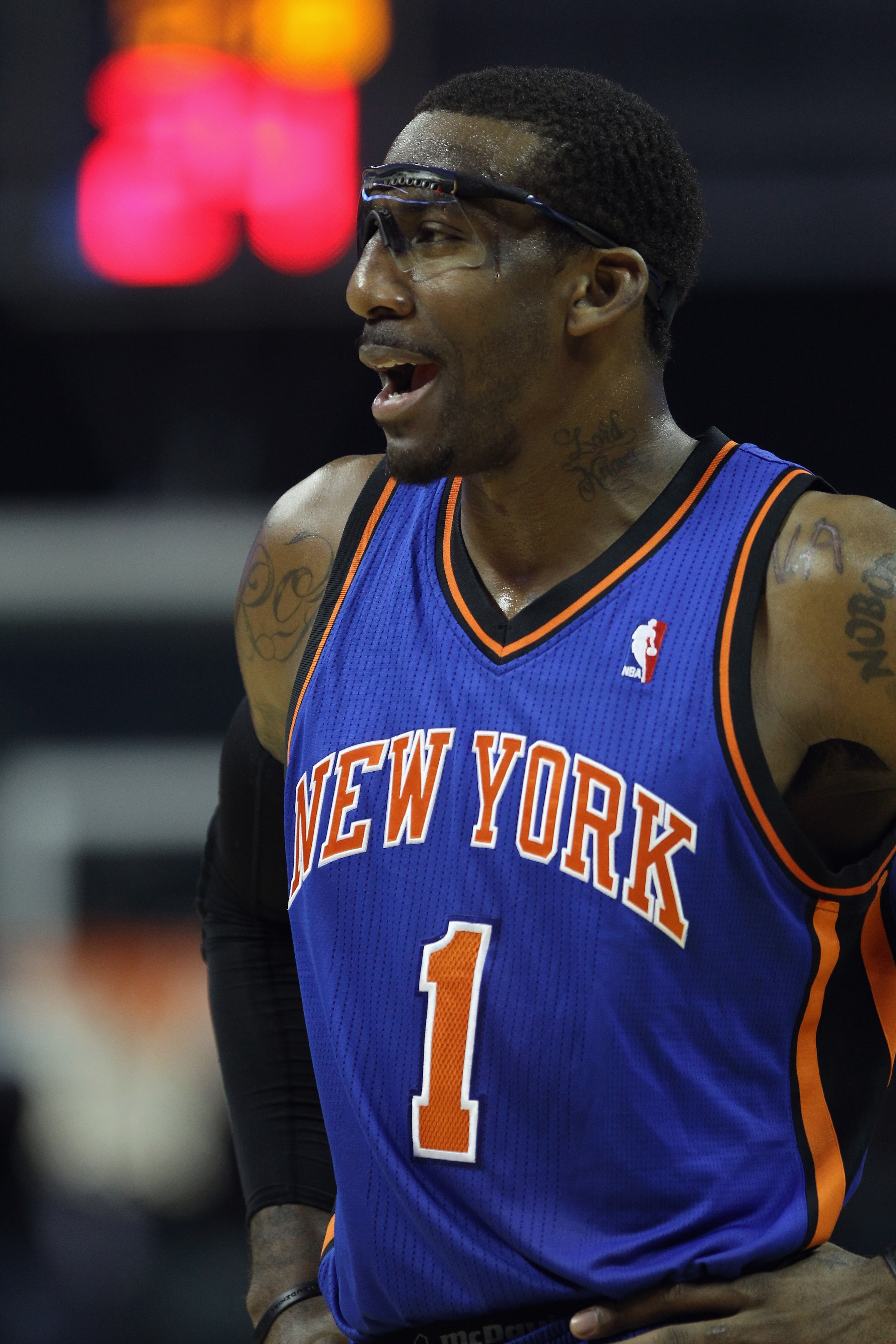 CHARLOTTE, NC - NOVEMBER 24: Amare Stoudemire #1 of the New York Knicks during his game against the Charlotte Bobcats at Time Warner Cable Arena on November 24, 2010 in Charlotte, North Carolina. NOTE TO USER: User expressly acknowledges and agrees that CHARLOTTE, NC - NOVEMBER 24: Amare Stoudemire #1 of the New York Knicks during his game against the Charlotte Bobcats at Time Warner Cable Arena on November 24, 2010 in Charlotte, North Carolina. NOTE TO USER: User expressly acknowledges and agrees that