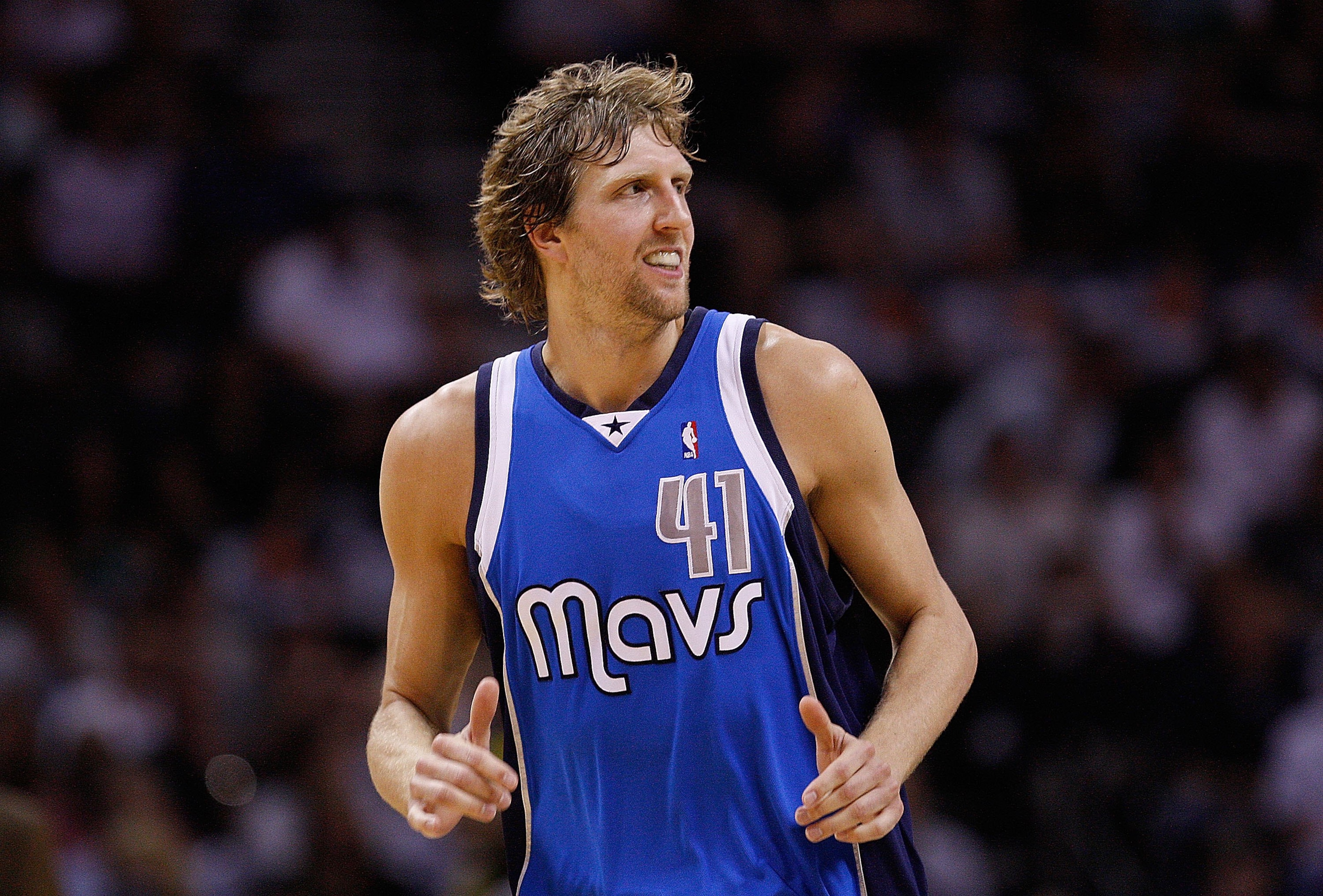 SAN ANTONIO - APRIL 23: Dirk Nowitzki #41 of the Dallas Mavericks in Game Three of the Western Conference Quarterfinals during the 2010 NBA Playoffs at AT&T Center on April 23, 2010 in San Antonio, Texas. NOTE TO USER: User expressly acknowledges and agr SAN ANTONIO - APRIL 23: Dirk Nowitzki #41 of the Dallas Mavericks in Game Three of the Western Conference Quarterfinals during the 2010 NBA Playoffs at AT&T Center on April 23, 2010 in San Antonio, Texas. NOTE TO USER: User expressly acknowledges and agr