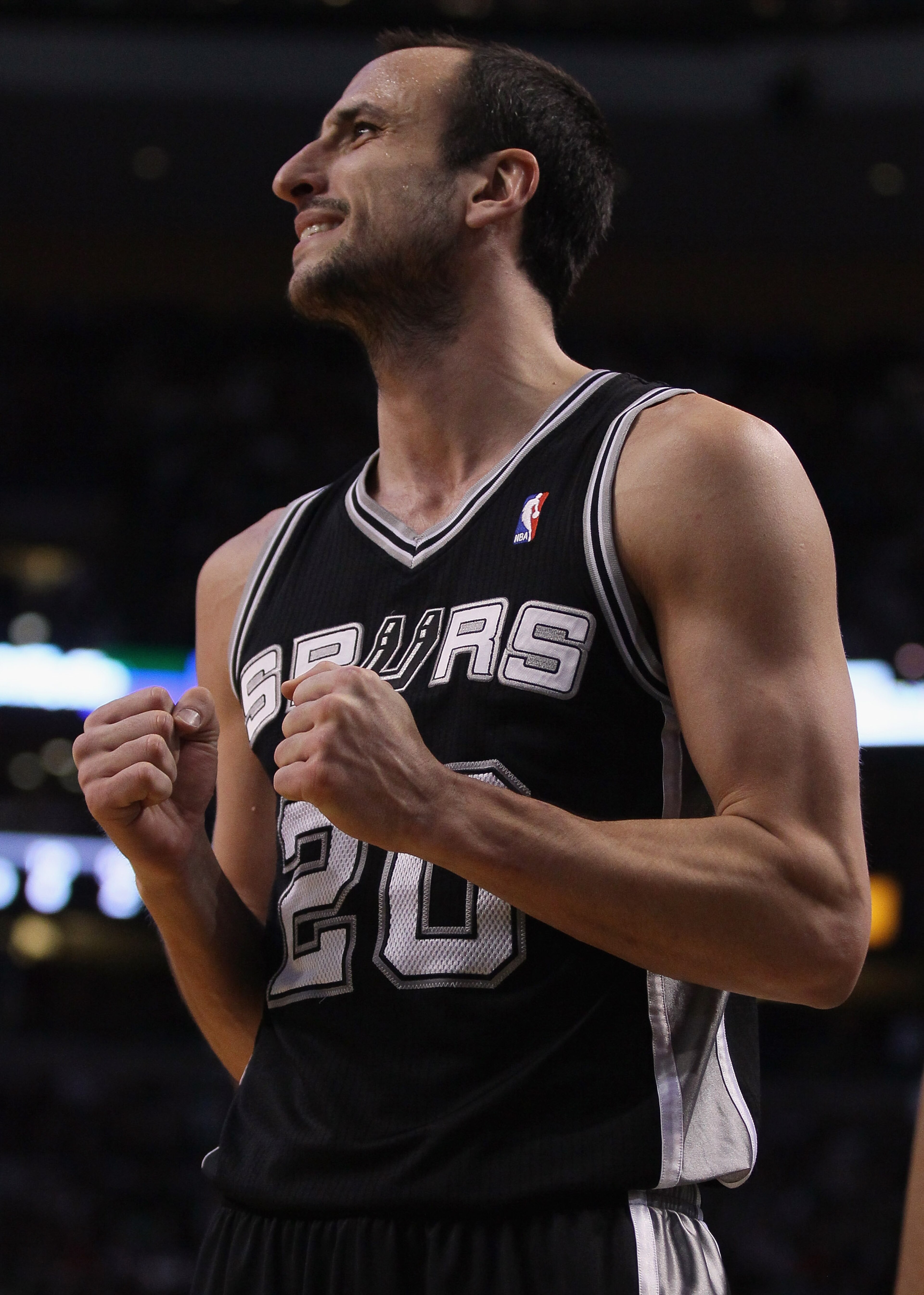 BOSTON, MA - JANUARY 05: Manu Ginobili #20 of the San Antonio Spurs reacts to a foul in the second quarter against the Boston Celtics on January 5, 2011 at the TD Garden in Boston, Massachusetts. NOTE TO USER: User expressly acknowledges and agrees that, BOSTON, MA - JANUARY 05: Manu Ginobili #20 of the San Antonio Spurs reacts to a foul in the second quarter against the Boston Celtics on January 5, 2011 at the TD Garden in Boston, Massachusetts. NOTE TO USER: User expressly acknowledges and agrees that,