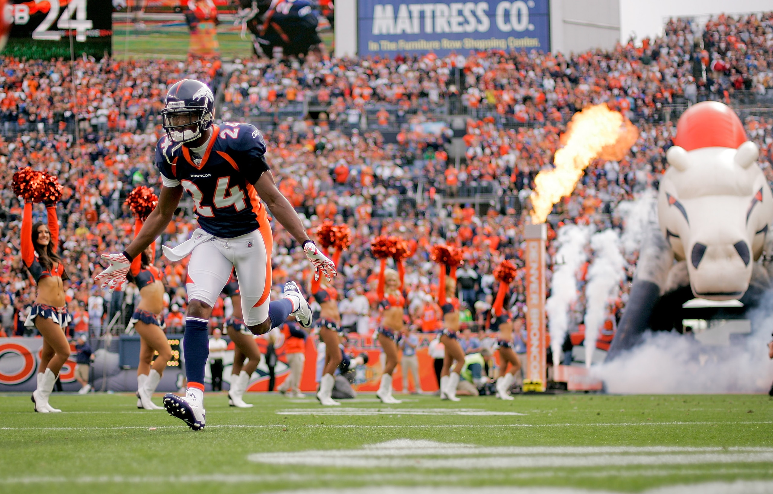 DENVER - OCTOBER 24: Cornerback Champ Bailey #24 of the Denver Broncos runs onto the field before taking on the Oakland Raiders at INVESCO Field at Mile High on October 24, 2010 in Denver, Colorado. (Photo by Justin Edmonds/Getty Images) DENVER - OCTOBER 24: Cornerback Champ Bailey #24 of the Denver Broncos runs onto the field before taking on the Oakland Raiders at INVESCO Field at Mile High on October 24, 2010 in Denver, Colorado. (Photo by Justin Edmonds/Getty Images)
