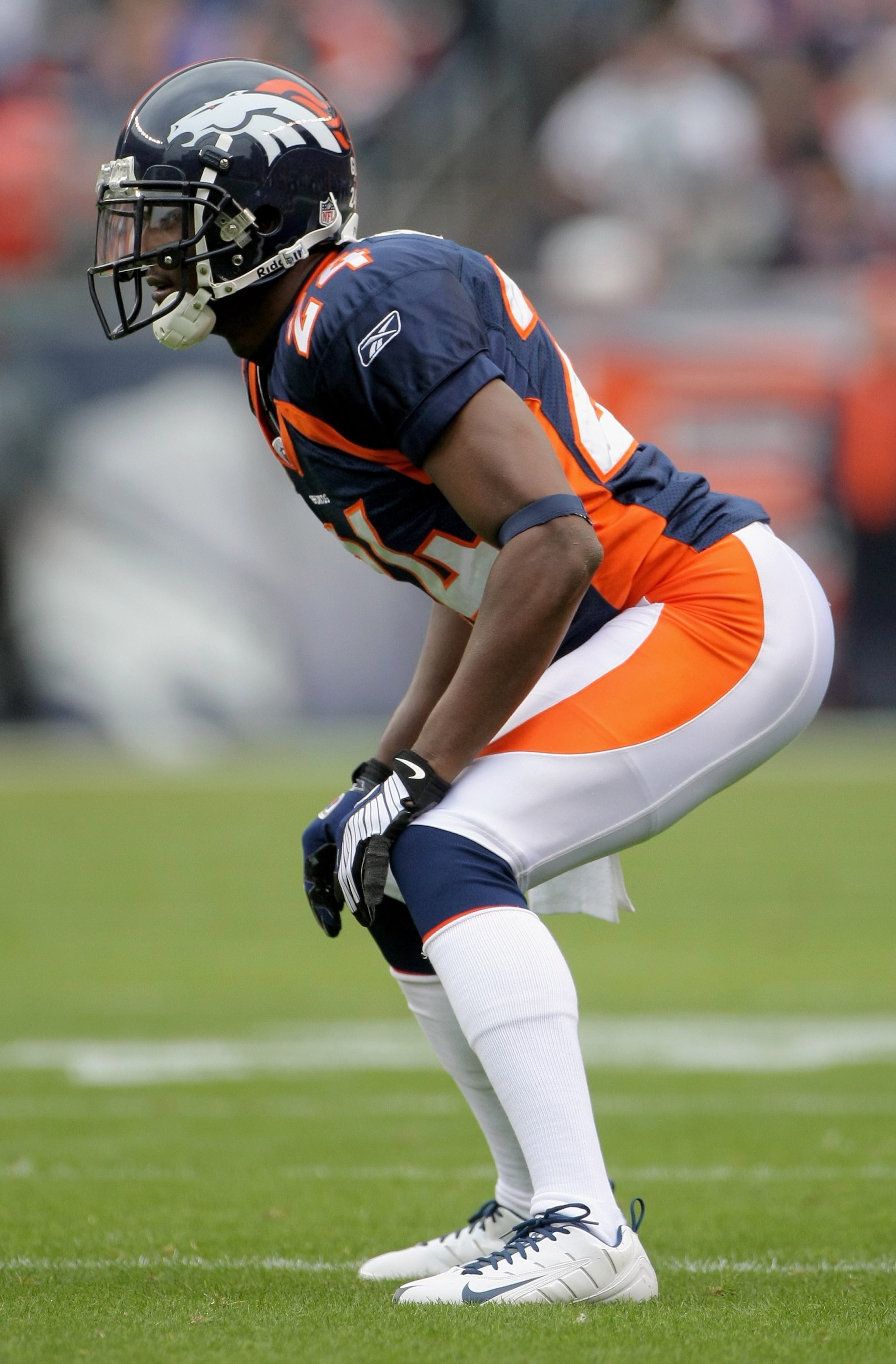 DENVER - OCTOBER 12: Cornerback Champ Bailey #24 of the Denver Broncos lines up against the Jacksonville Jaguars during NFL action at Invesco Field at Mile High on October 12, 2008 in Denver, Colorado. The Jaguars defeated the Broncos 24-17. (Photo by D DENVER - OCTOBER 12: Cornerback Champ Bailey #24 of the Denver Broncos lines up against the Jacksonville Jaguars during NFL action at Invesco Field at Mile High on October 12, 2008 in Denver, Colorado. The Jaguars defeated the Broncos 24-17. (Photo by D