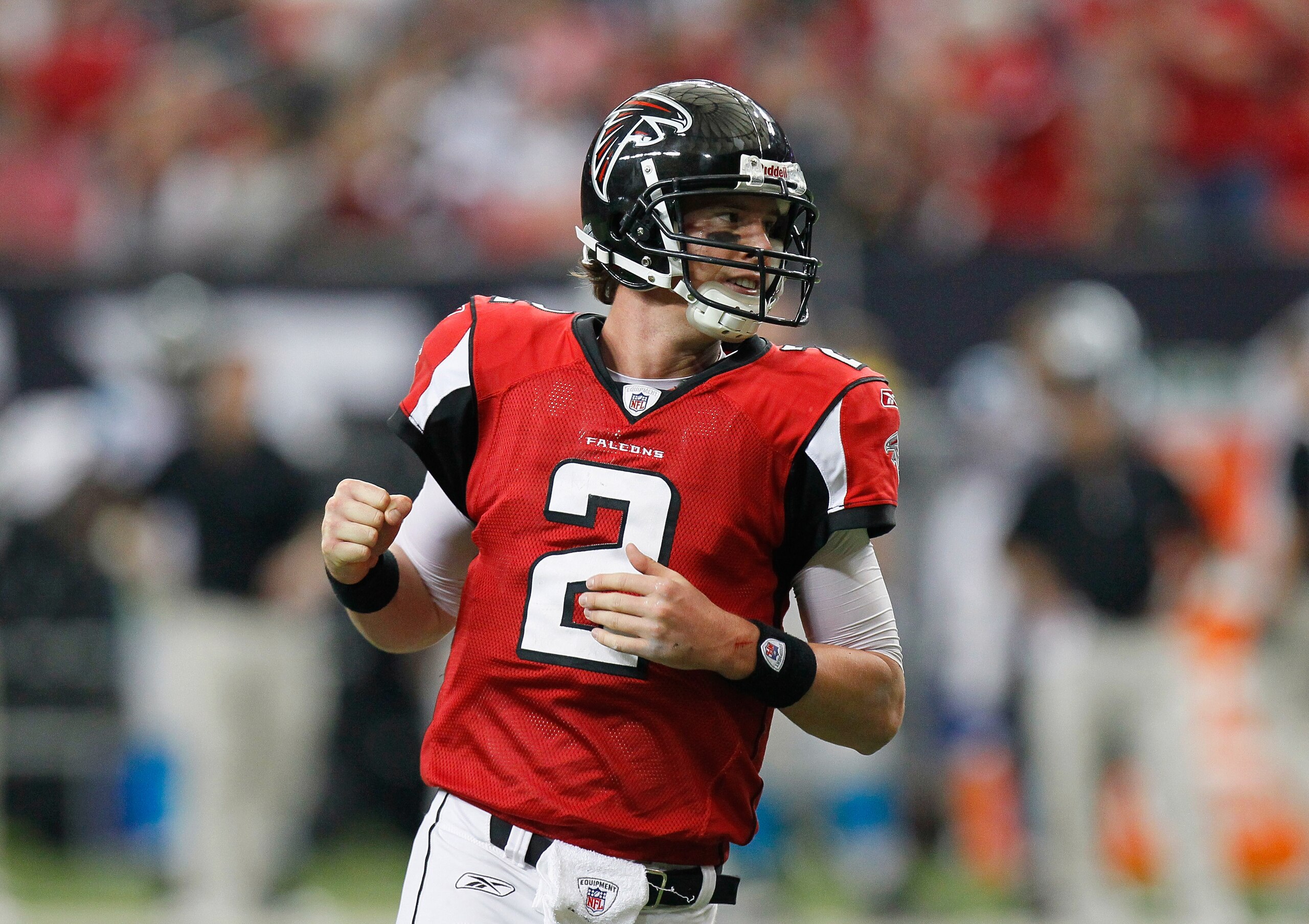 ATLANTA, GA - JANUARY 02: Matt Ryan #2 of the Atlanta Falcons reacts after a touchdown against the Carolina Panthers at Georgia Dome on January 2, 2011 in Atlanta, Georgia. (Photo by Kevin C. Cox/Getty Images) ATLANTA, GA - JANUARY 02: Matt Ryan #2 of the Atlanta Falcons reacts after a touchdown against the Carolina Panthers at Georgia Dome on January 2, 2011 in Atlanta, Georgia. (Photo by Kevin C. Cox/Getty Images)