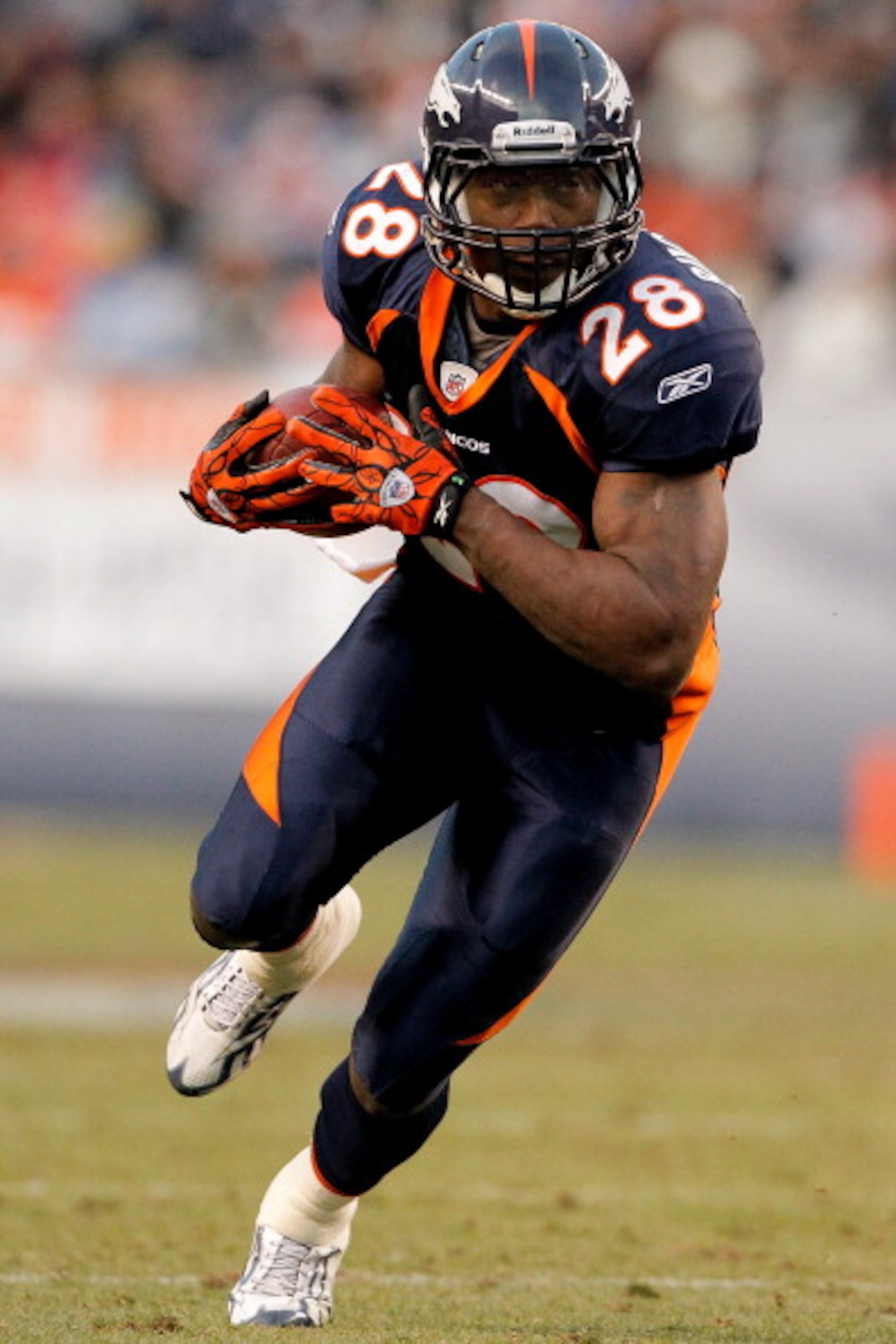 DENVER, CO - JANUARY 2: Running back Correll Buckhalter #28 of the Denver Broncos runs for extra yardage following a reception in the third quarter against the San Diego Chargers at INVESCO Field at Mile High on January 2, 2011 in Denver, Colorado. (Phot DENVER, CO - JANUARY 2: Running back Correll Buckhalter #28 of the Denver Broncos runs for extra yardage following a reception in the third quarter against the San Diego Chargers at INVESCO Field at Mile High on January 2, 2011 in Denver, Colorado. (Phot
